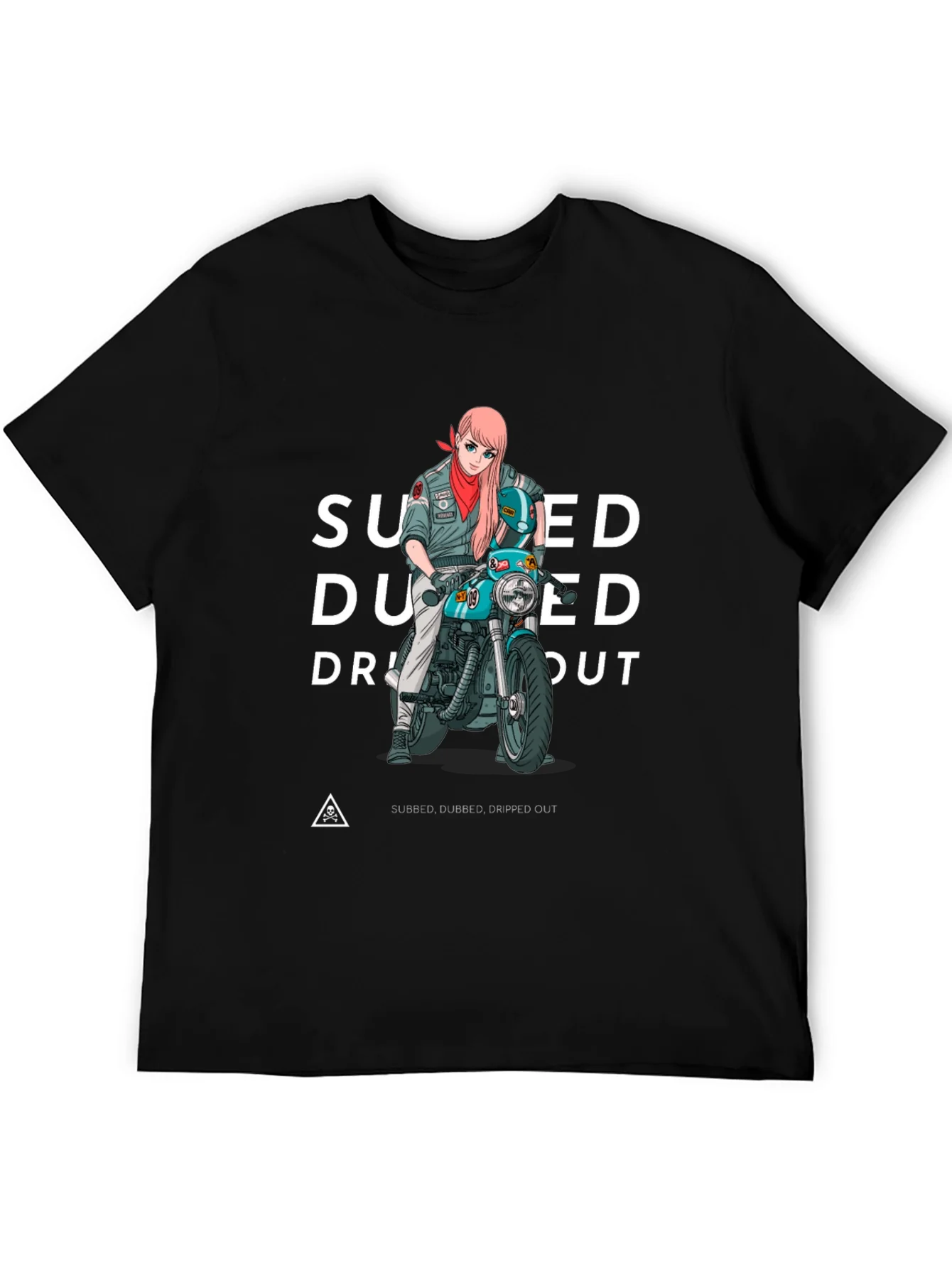 Camiseta Negra Estampada Moto Anime