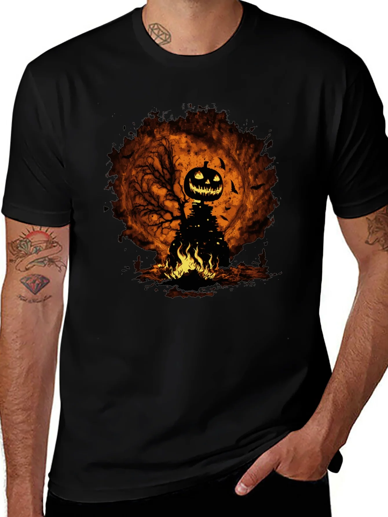 Rebbecca Halloween Pumpkin Head Black T-Shirt