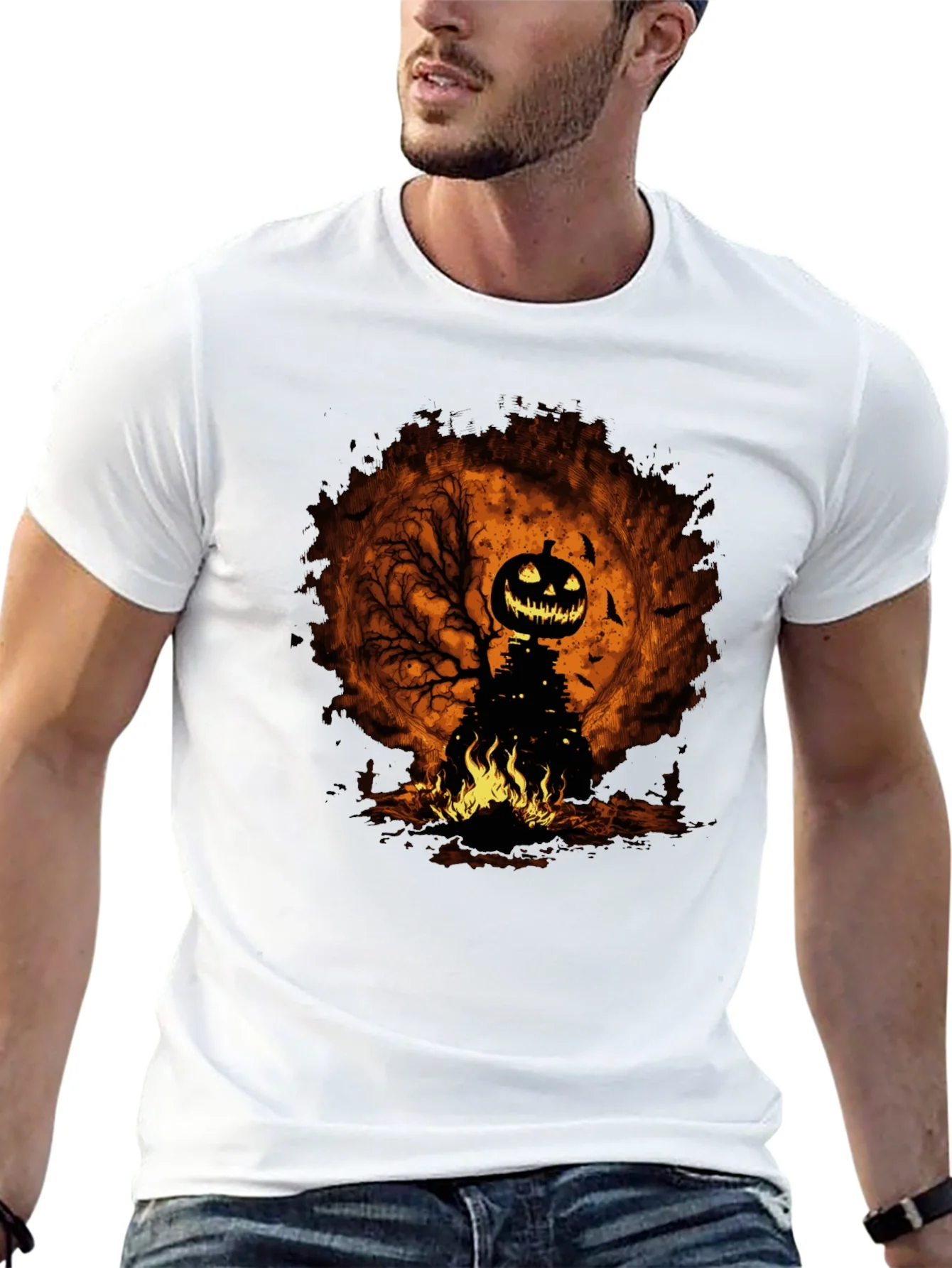 Rebbecca Halloween Pumpkin Head Black T-Shirt