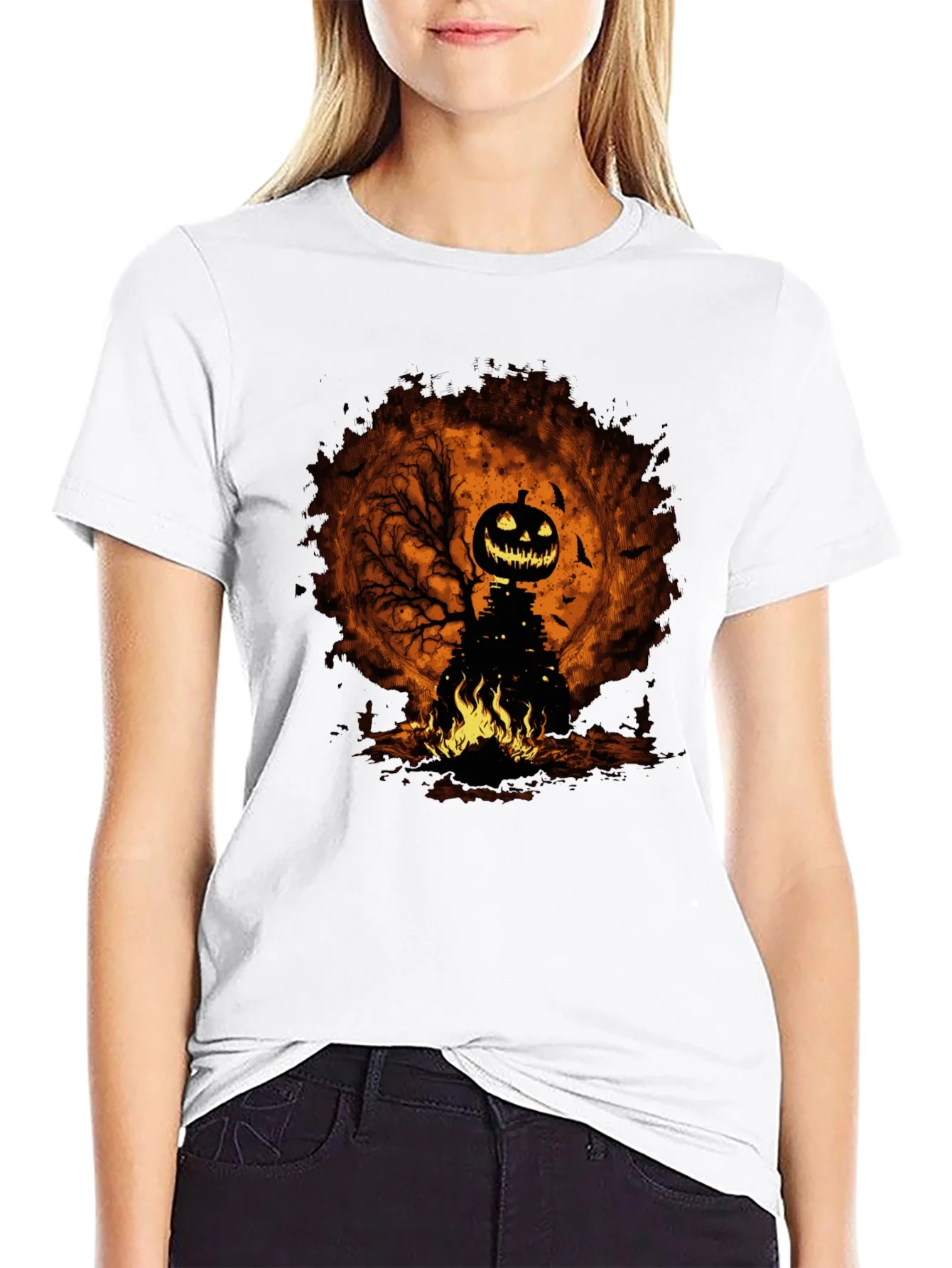Rebbecca Halloween Pumpkin Head Black T-Shirt