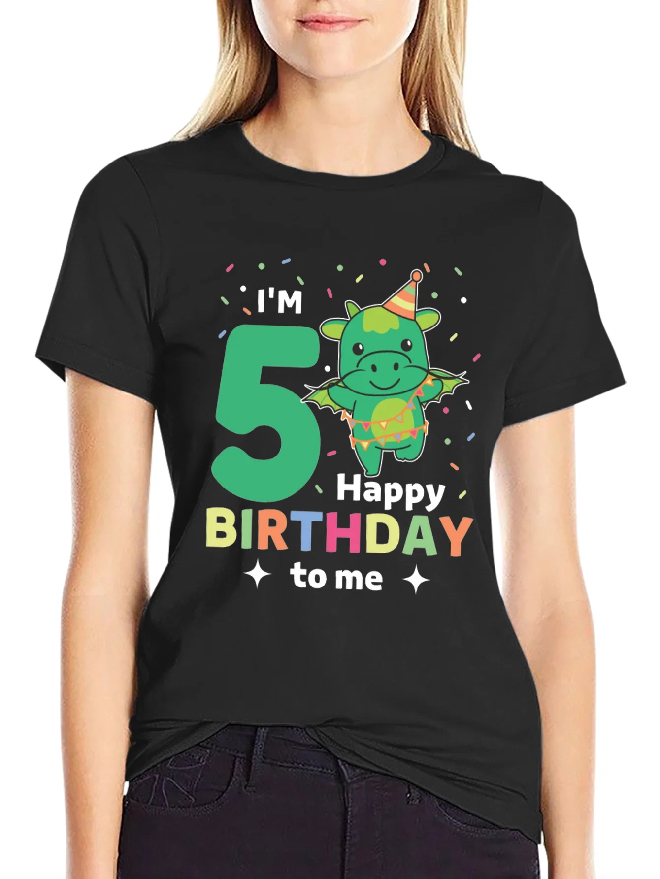 Rebbecca Im 5 Happy Birthday To Me Black T-Shirt