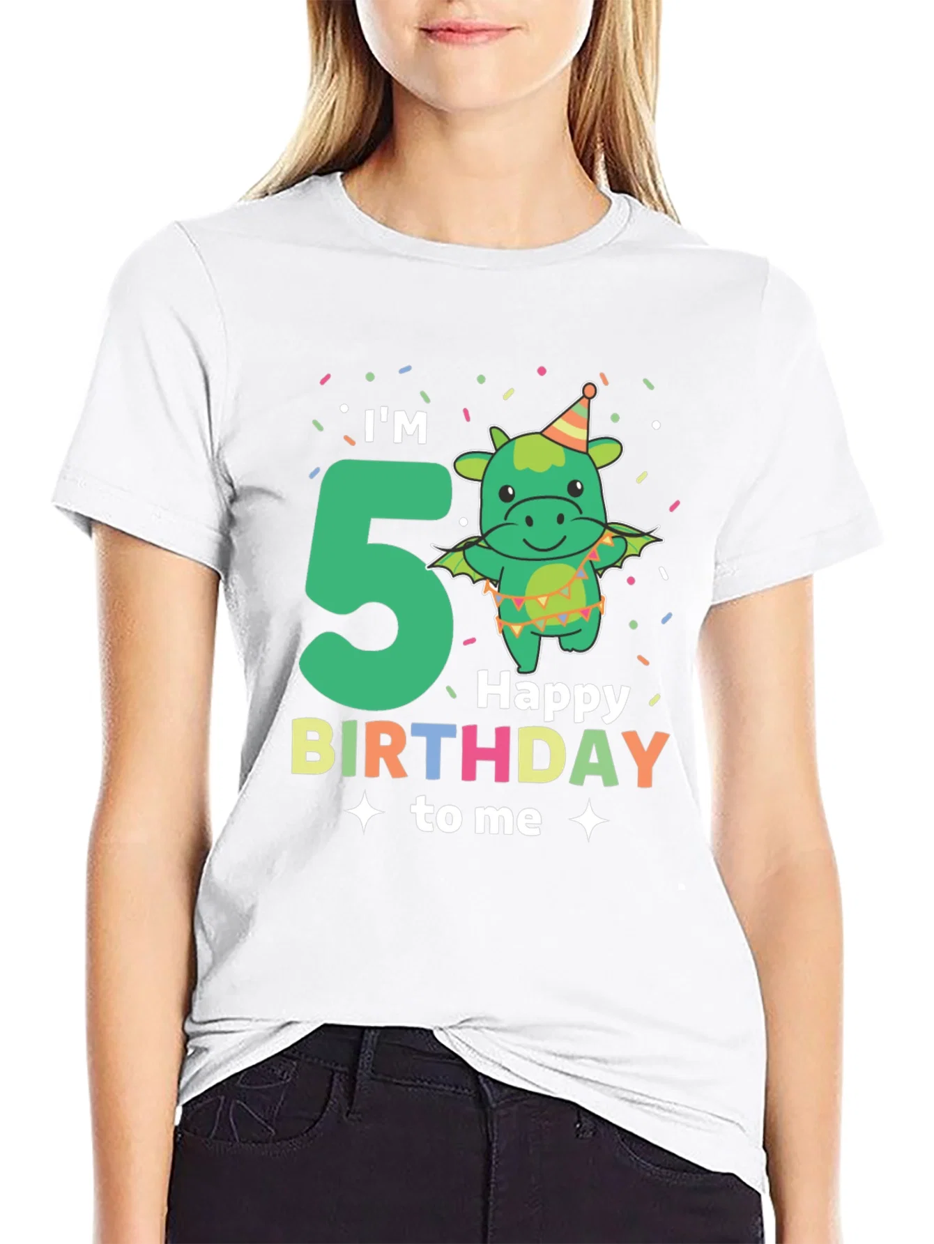 Rebbecca Im 5 Happy Birthday To Me Black T-Shirt