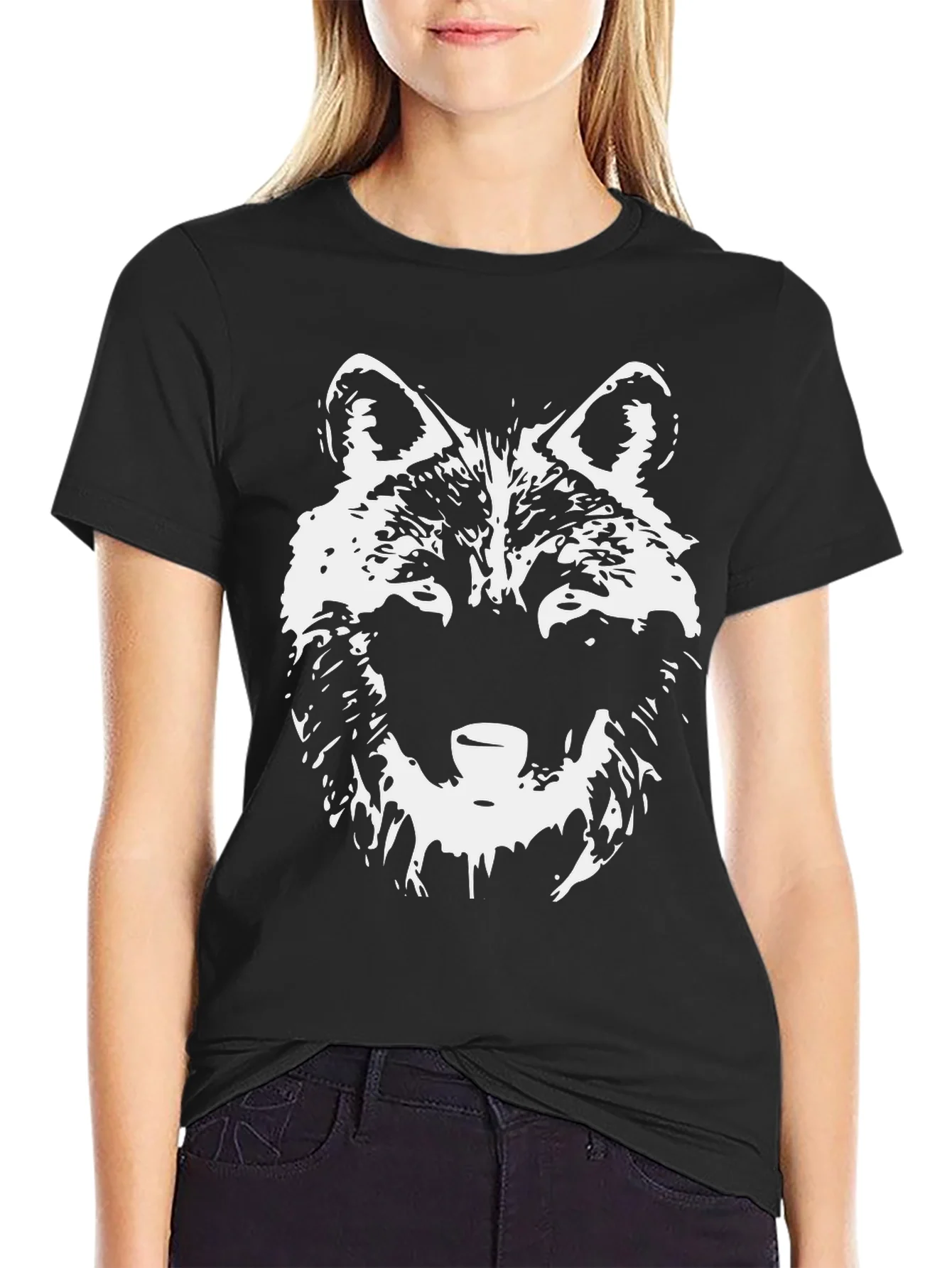 Rebbecca Wolf Graphic Tee - Black Crew Neck T-Shirt