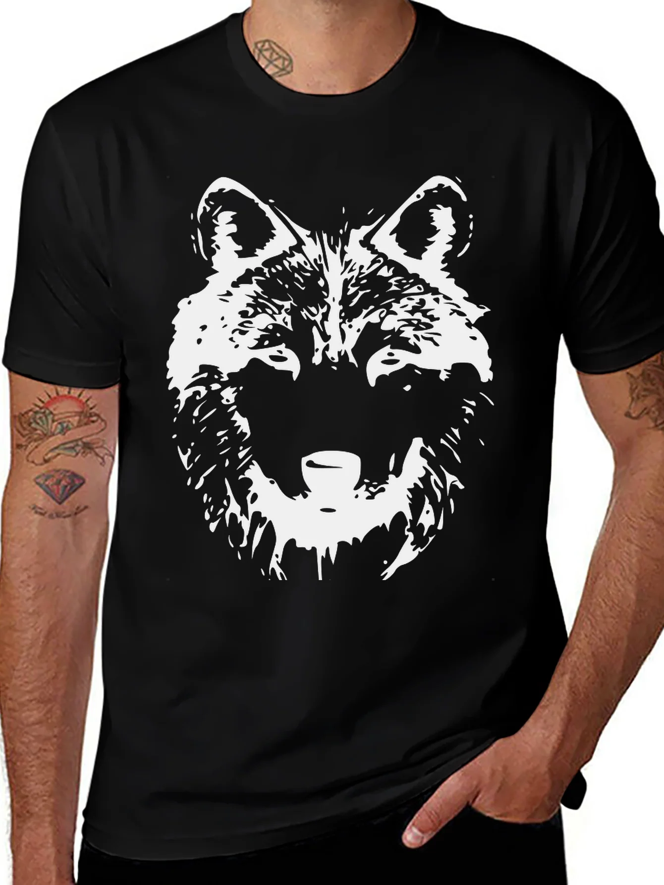 Rebbecca Wolf Graphic Tee - Black Crew Neck T-Shirt