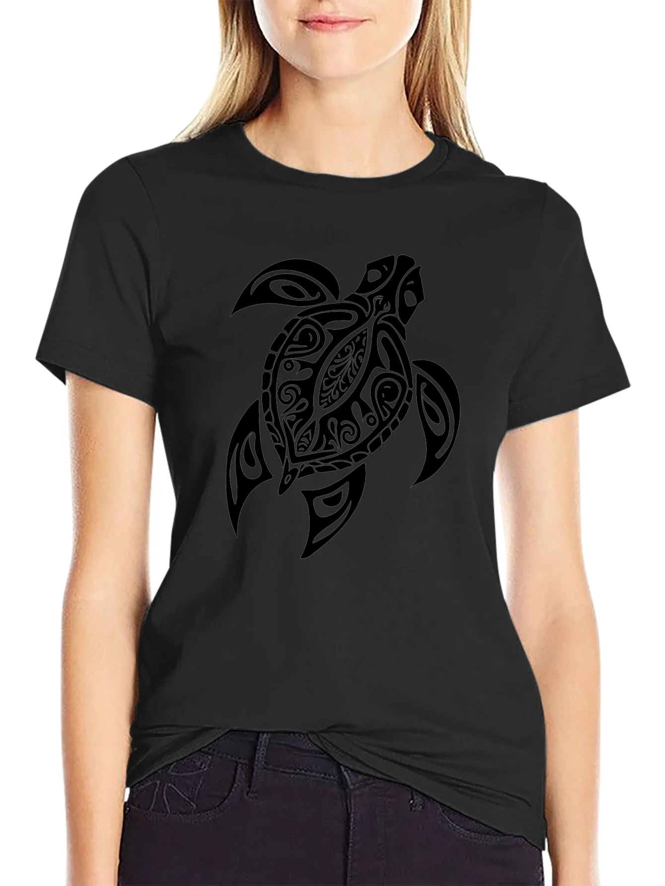 Rebbecca Mens Black Turtle Graphic Tee