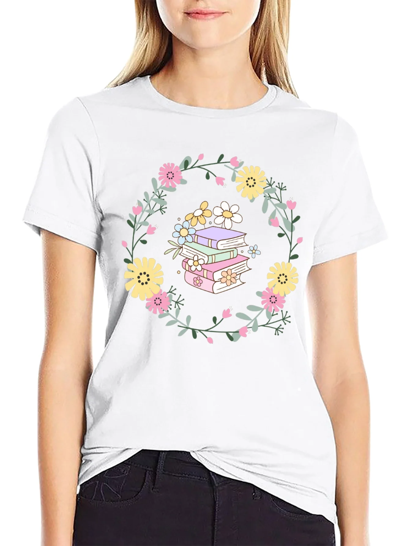 Rebbecca Floral Books T-Shirt