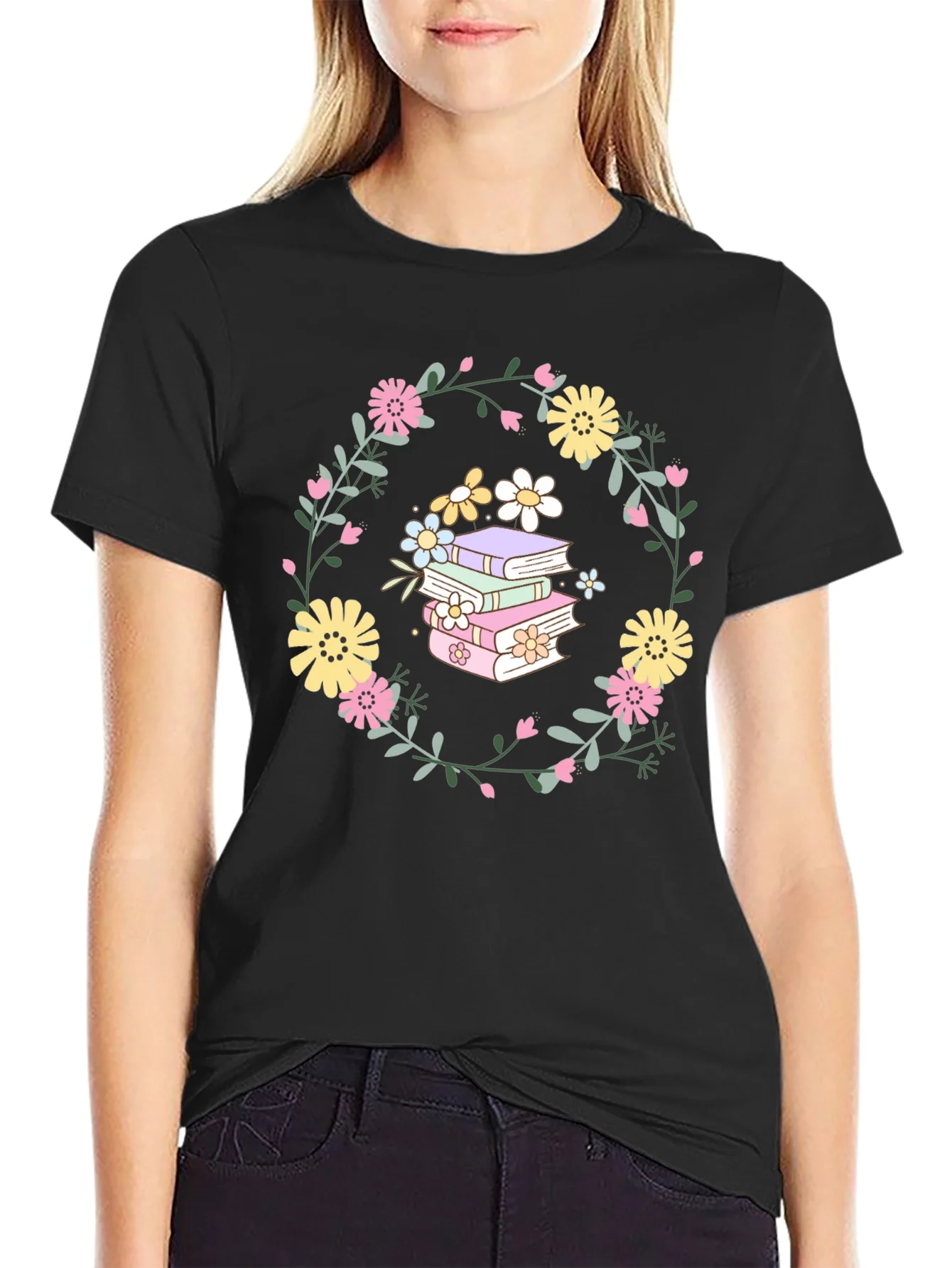 Rebbecca Floral Books T-Shirt