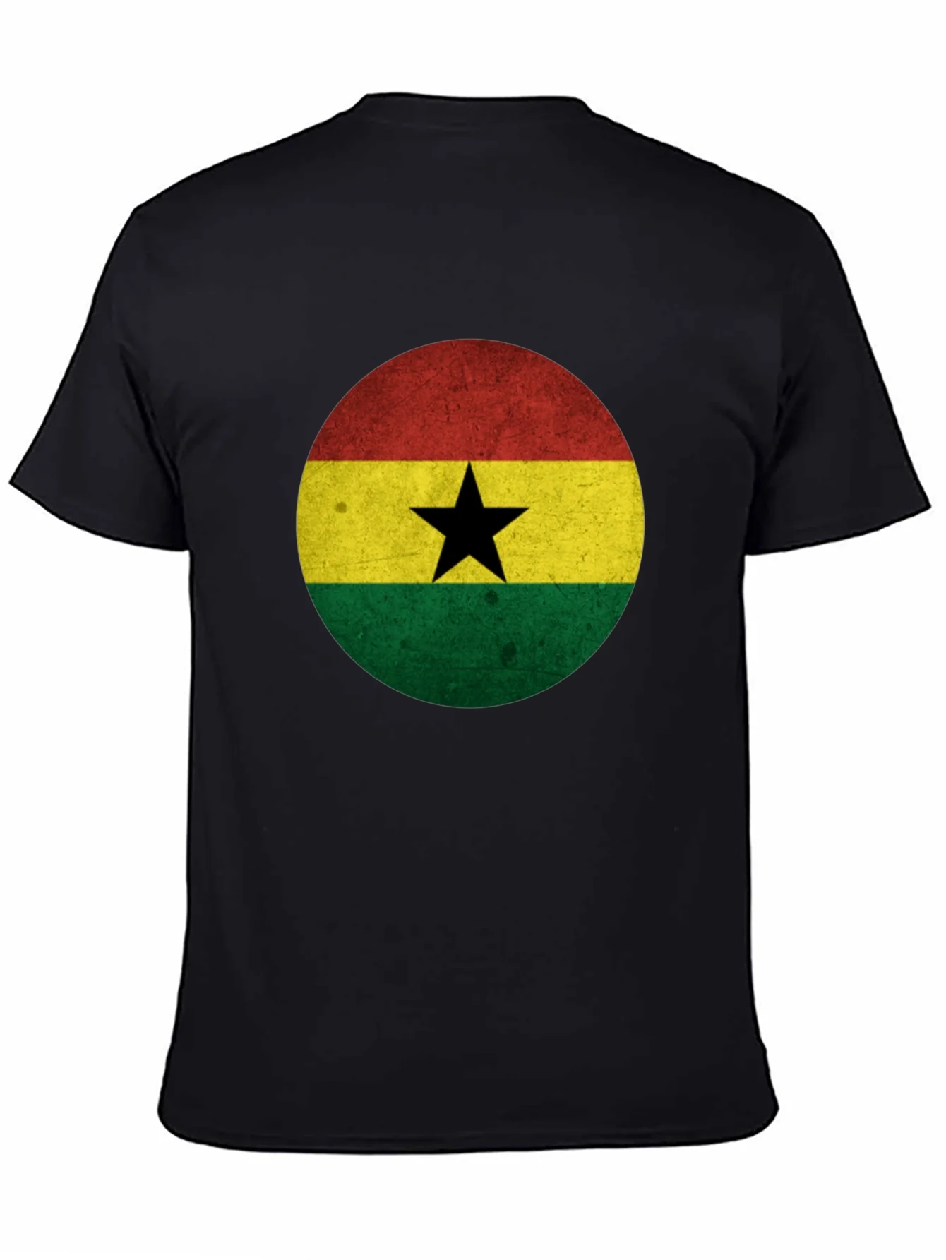 Camiseta Negra con Dise?o de la Bandera de Ghana