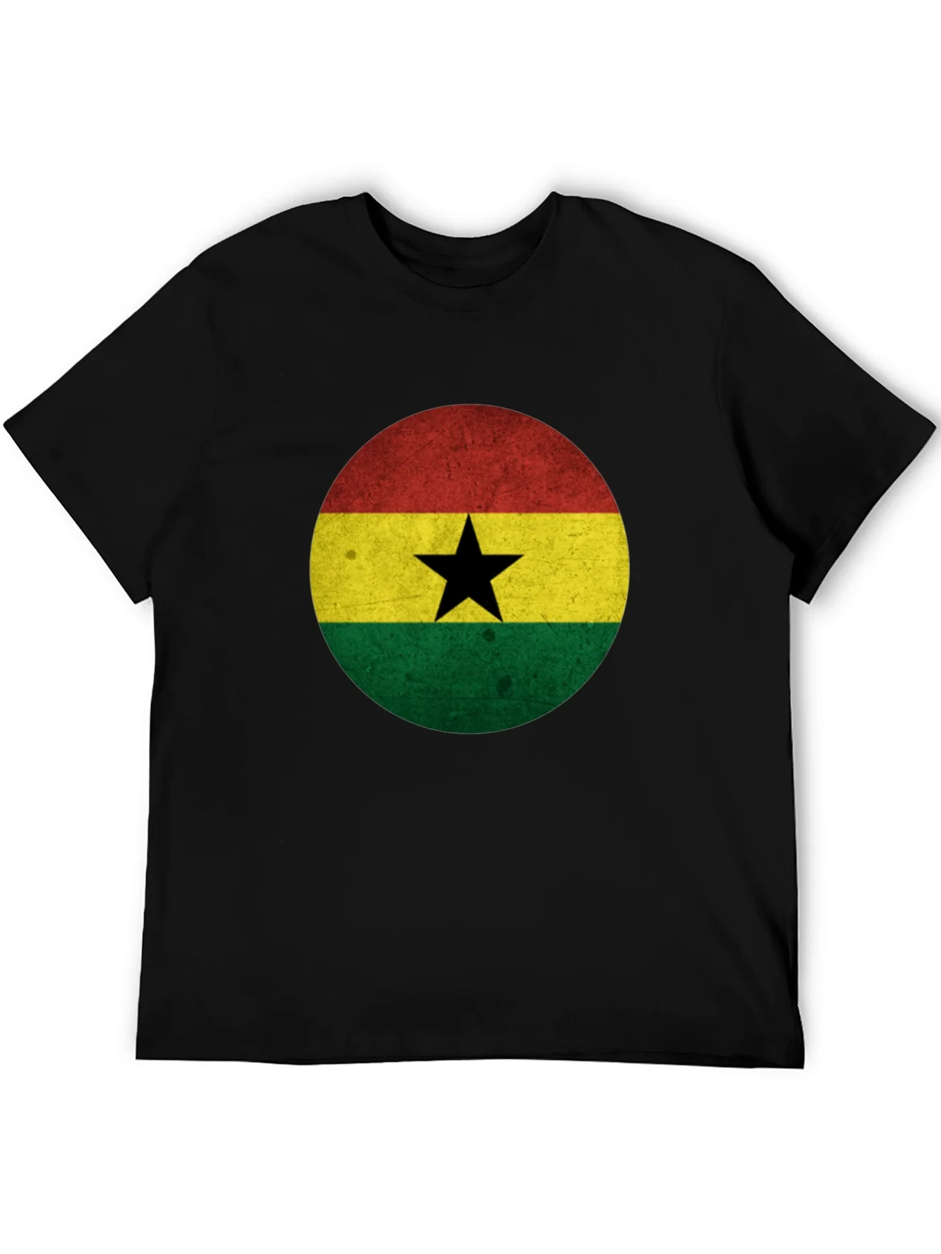 Camiseta Negra con Dise?o de la Bandera de Ghana