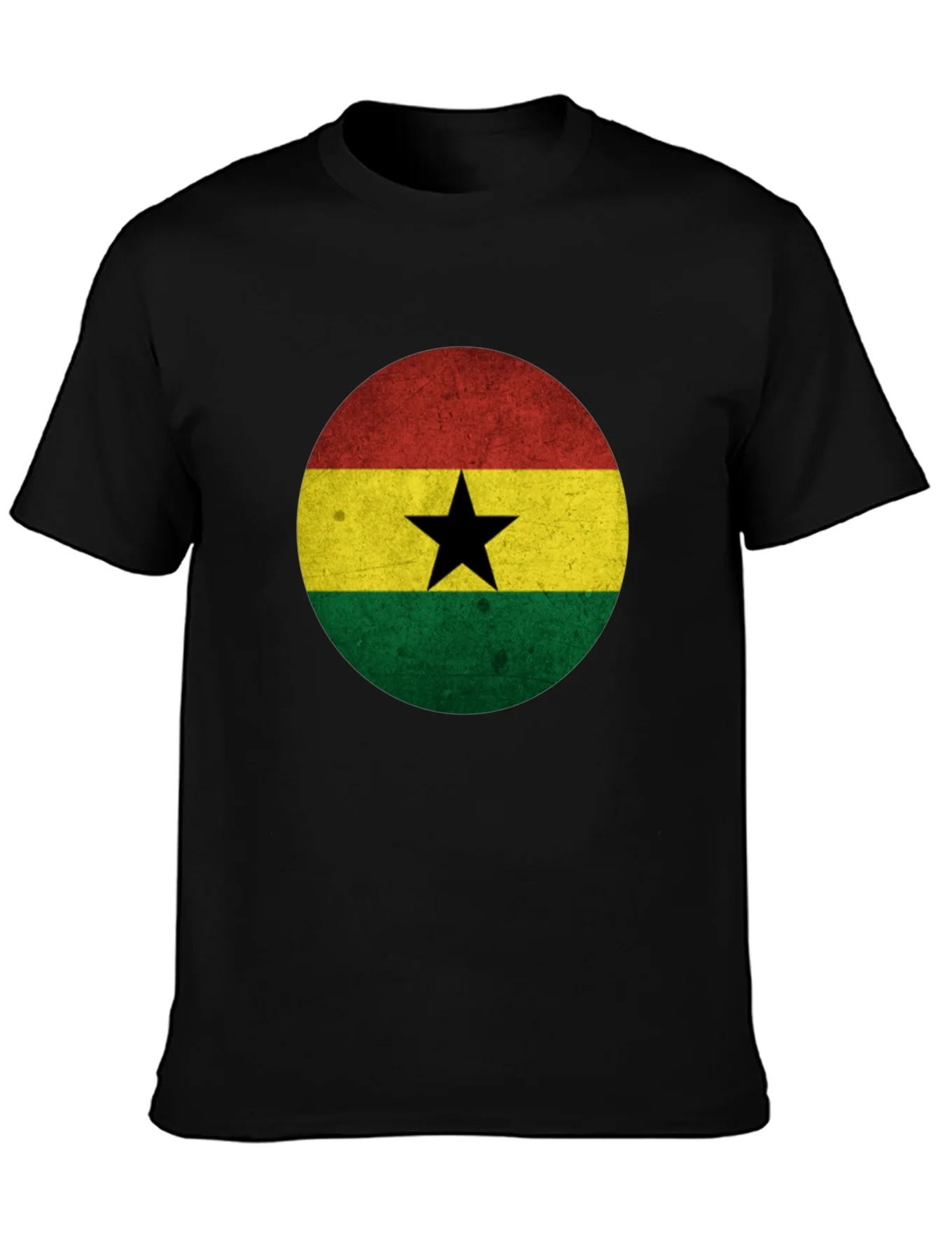 Camiseta Negra con Dise?o de la Bandera de Ghana