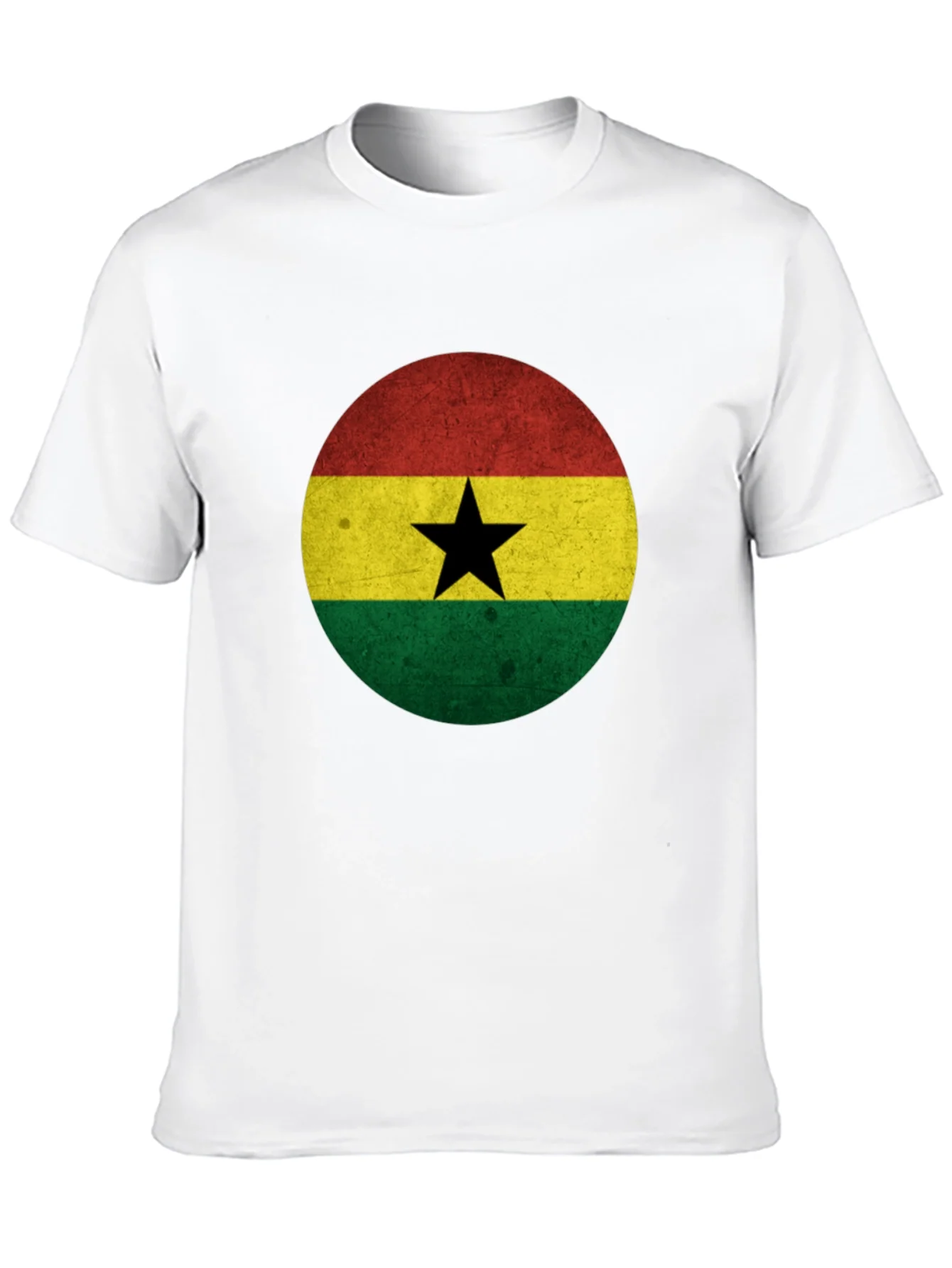 Camiseta Negra con Dise?o de la Bandera de Ghana