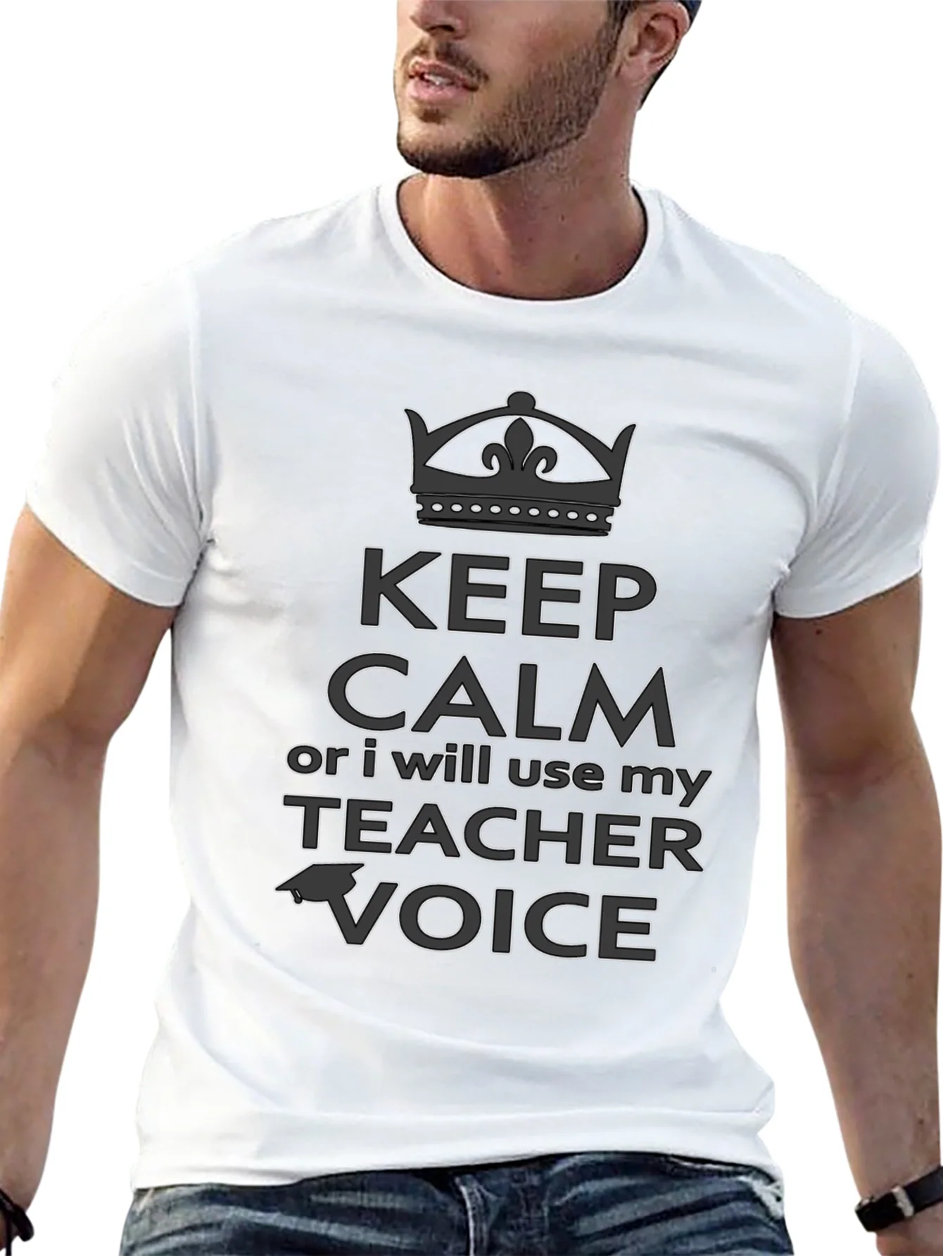 Camiseta Negra: Keep Calm Teacher
