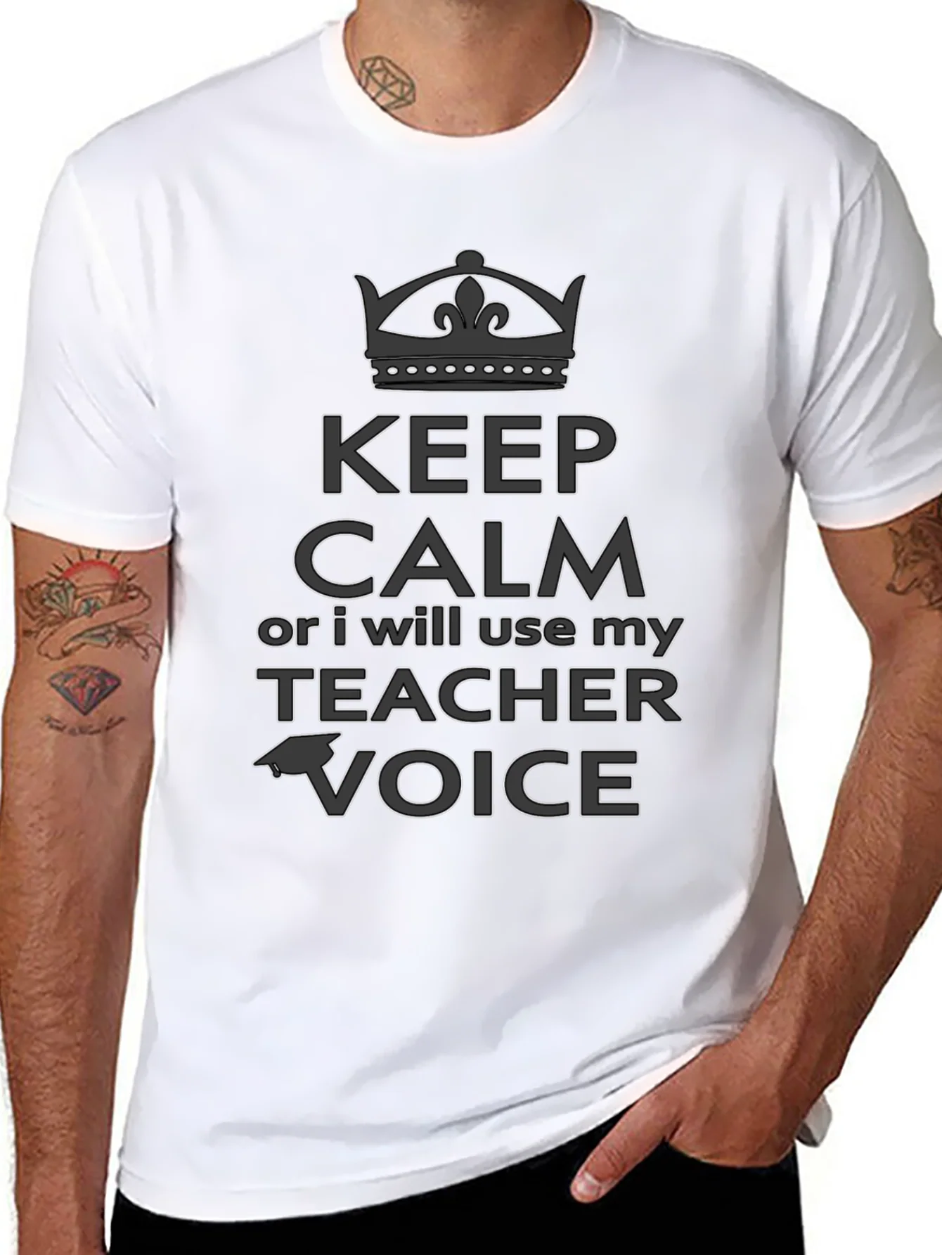 Camiseta Negra: Keep Calm Teacher