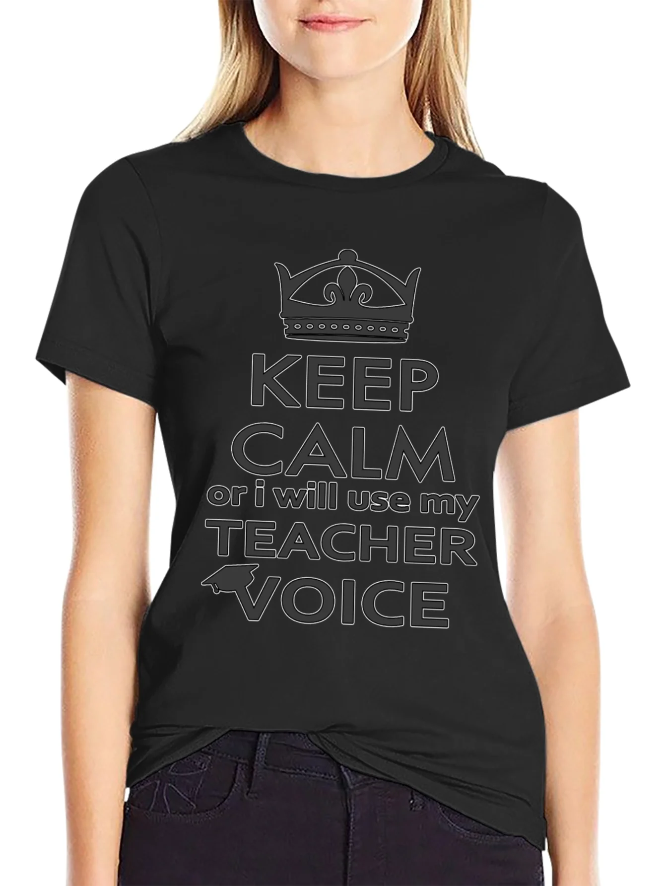 Camiseta Negra: Keep Calm Teacher