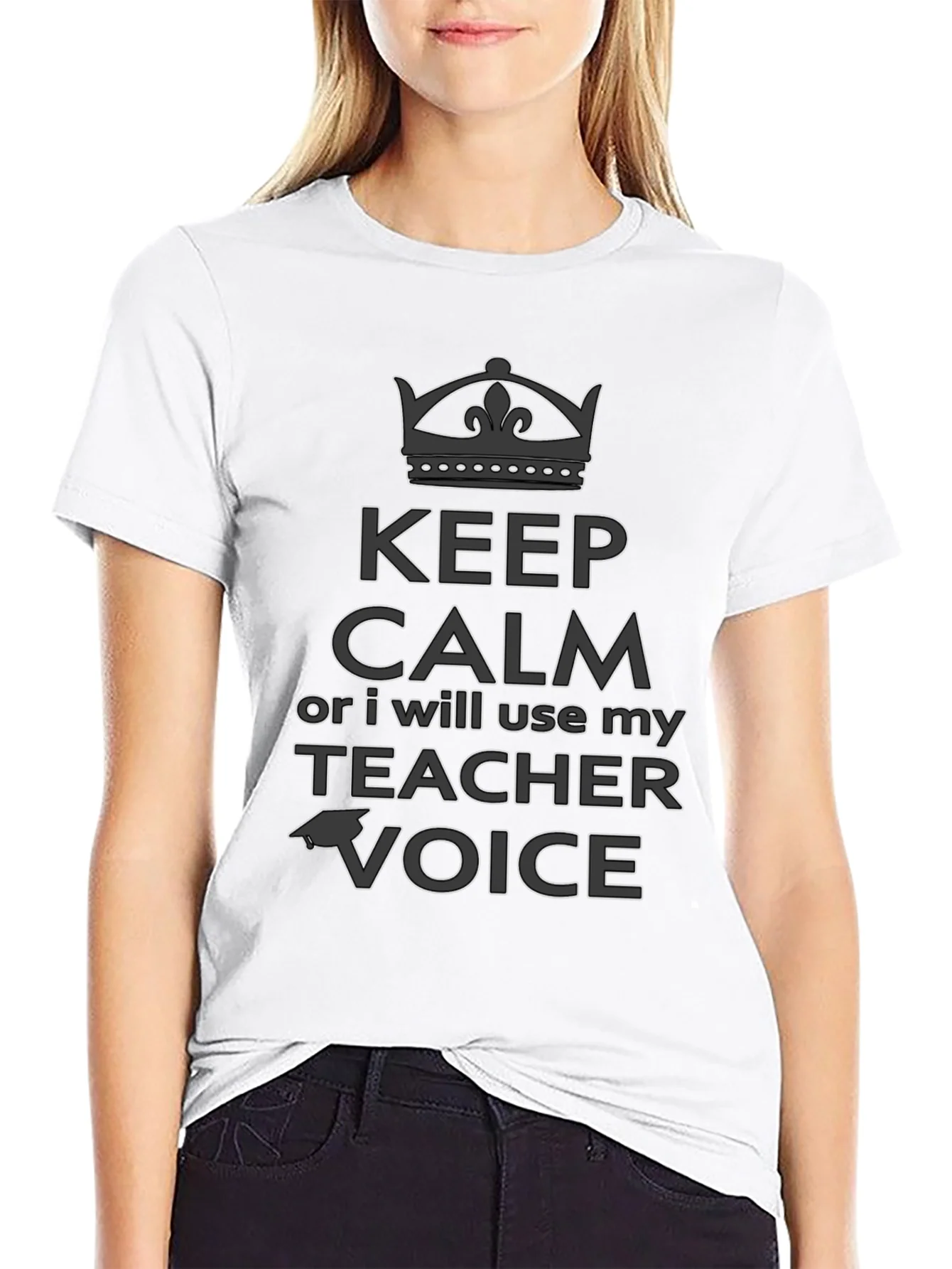 Camiseta Negra: Keep Calm Teacher