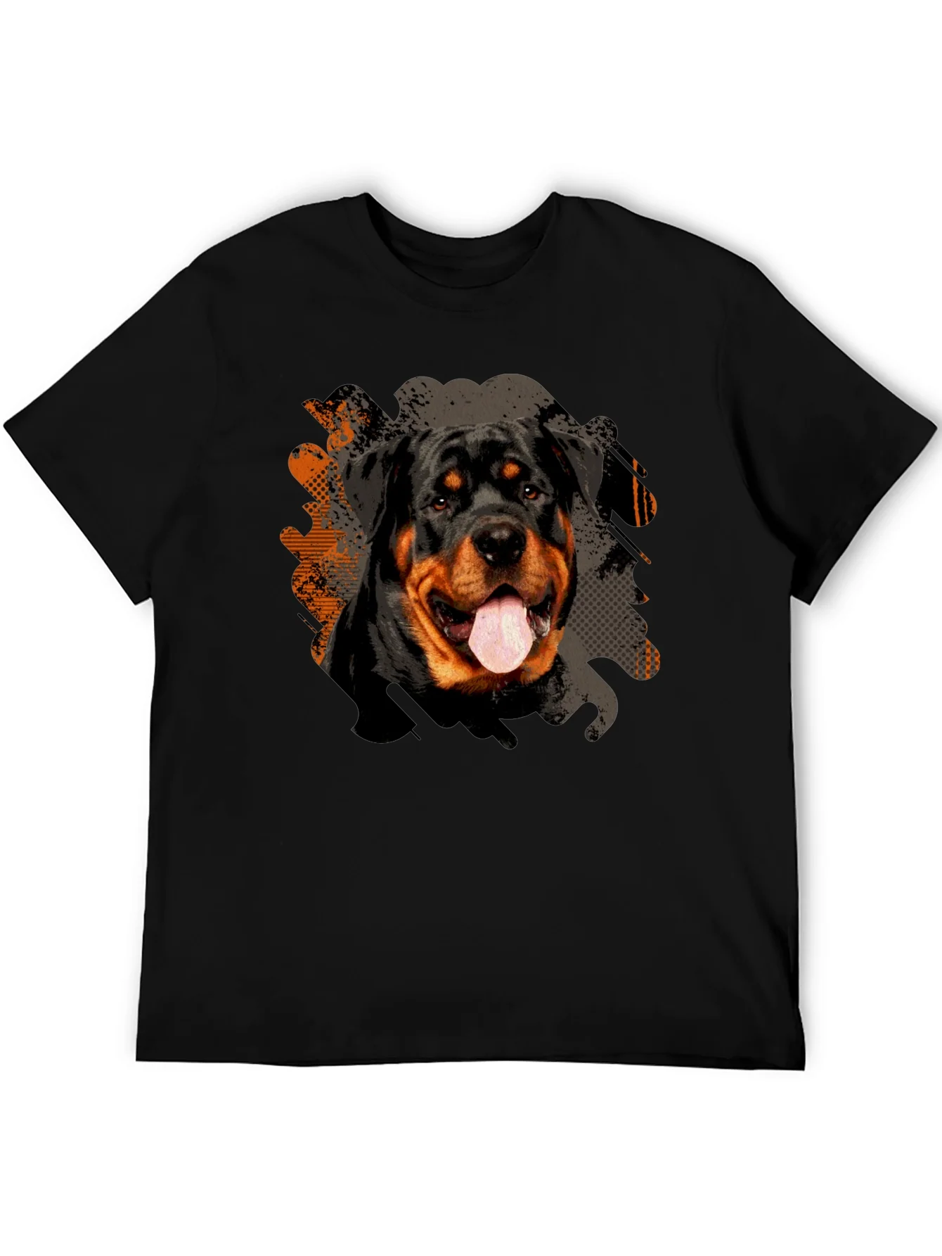 Camiseta Negra Rottweiler Estampado para Hombre