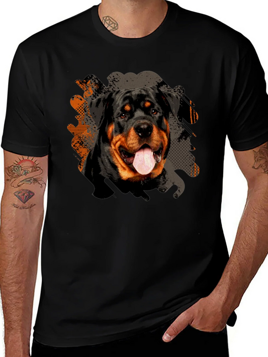 Camiseta Negra Rottweiler Estampado para Hombre