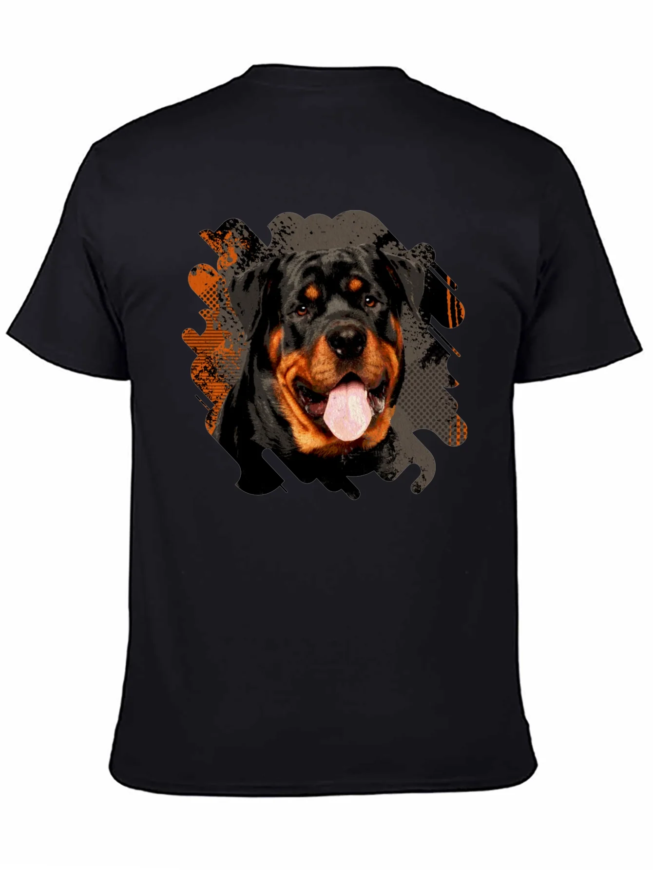 Camiseta Negra Rottweiler Estampado para Hombre
