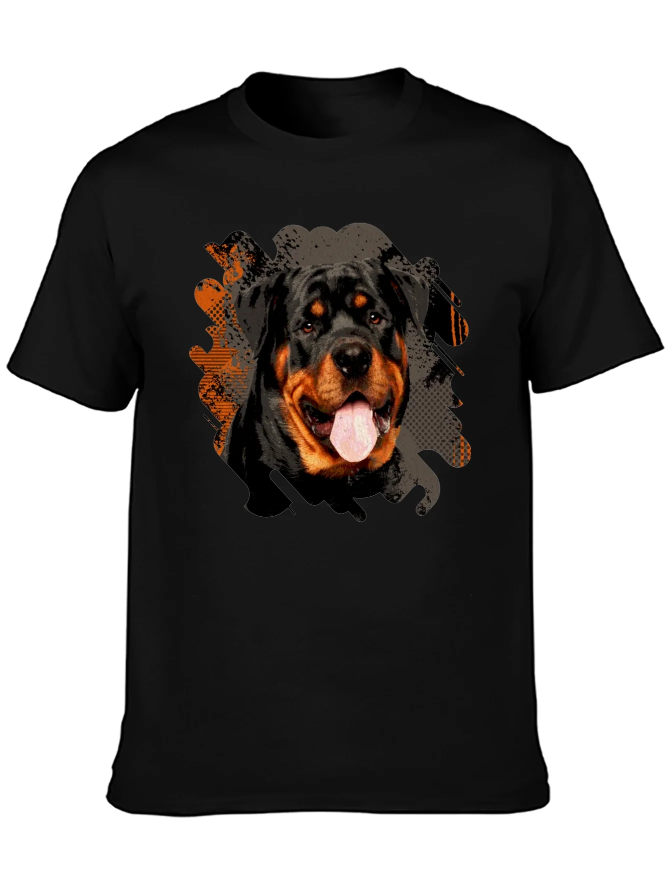 Camiseta Negra Rottweiler Estampado para Hombre