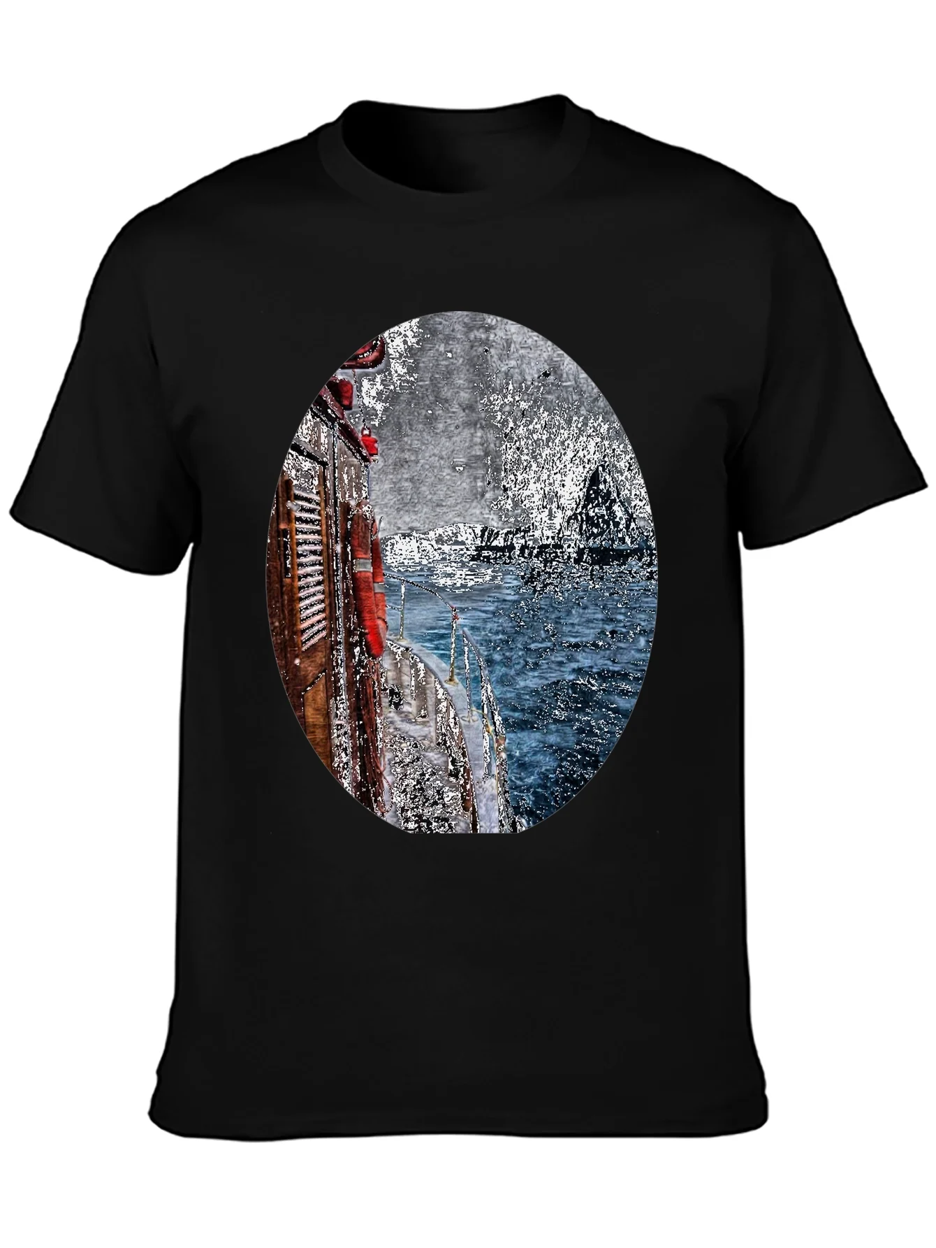 Rebbecca Boat Painting Graphic Tee - Black