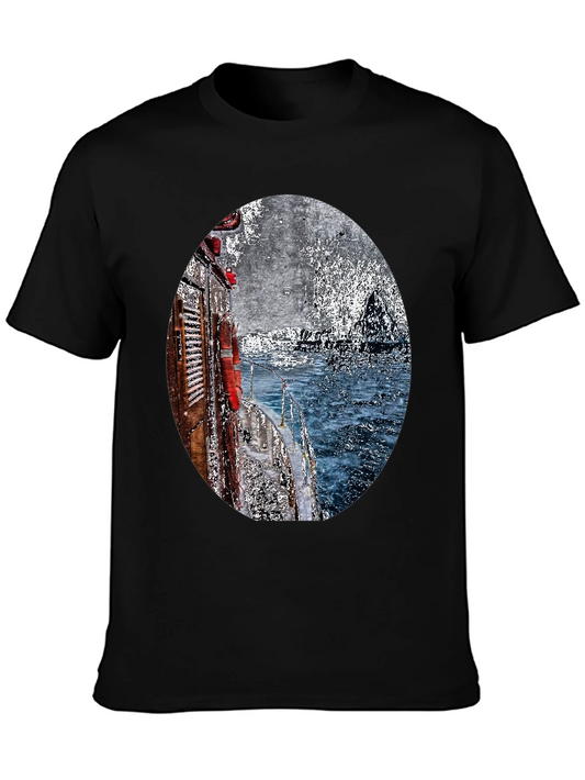 Rebbecca Boat Painting Graphic Tee - Black