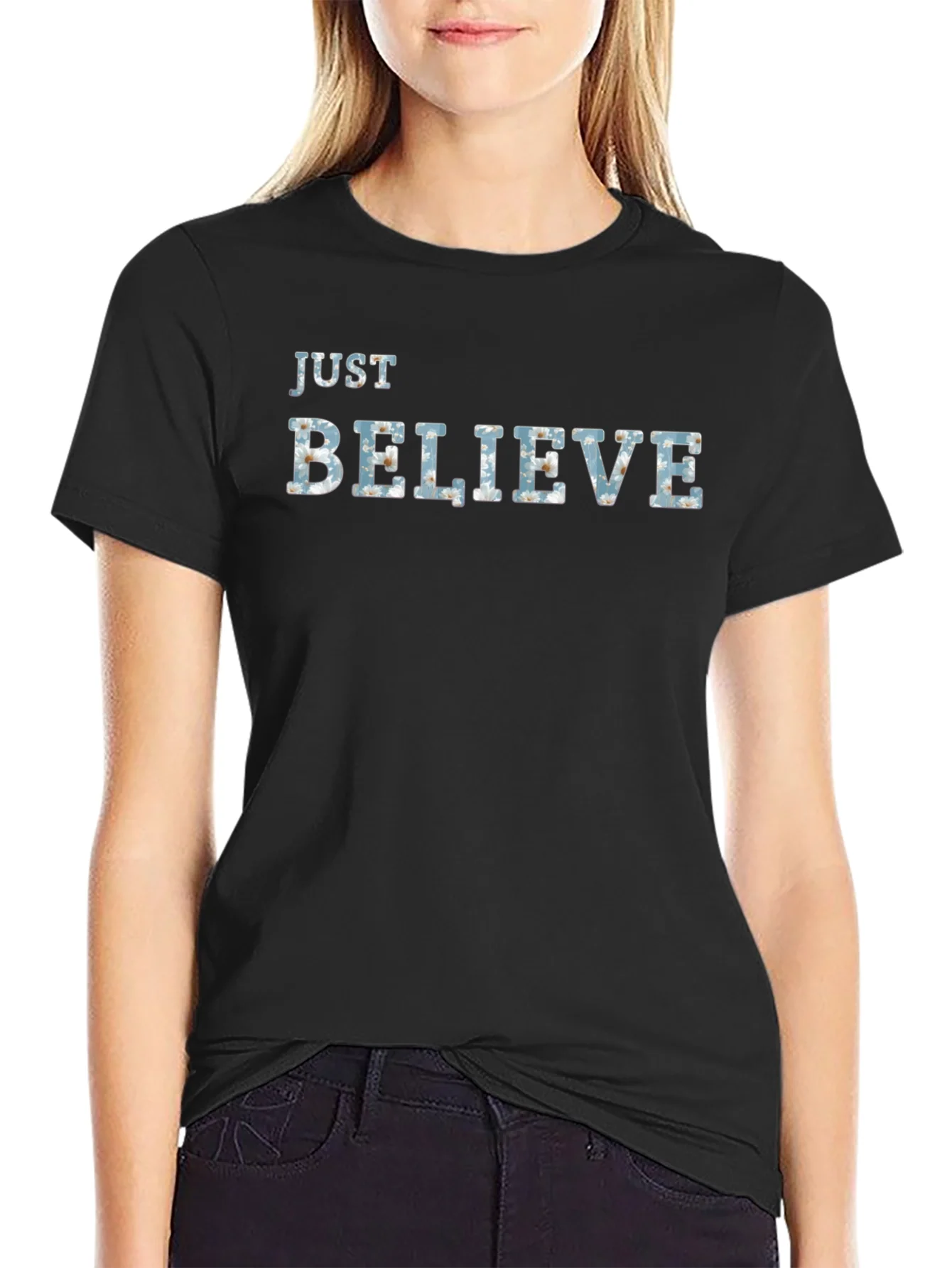 Rebbecca Just Believe Graphic Tee - Mens Black T-Shirt