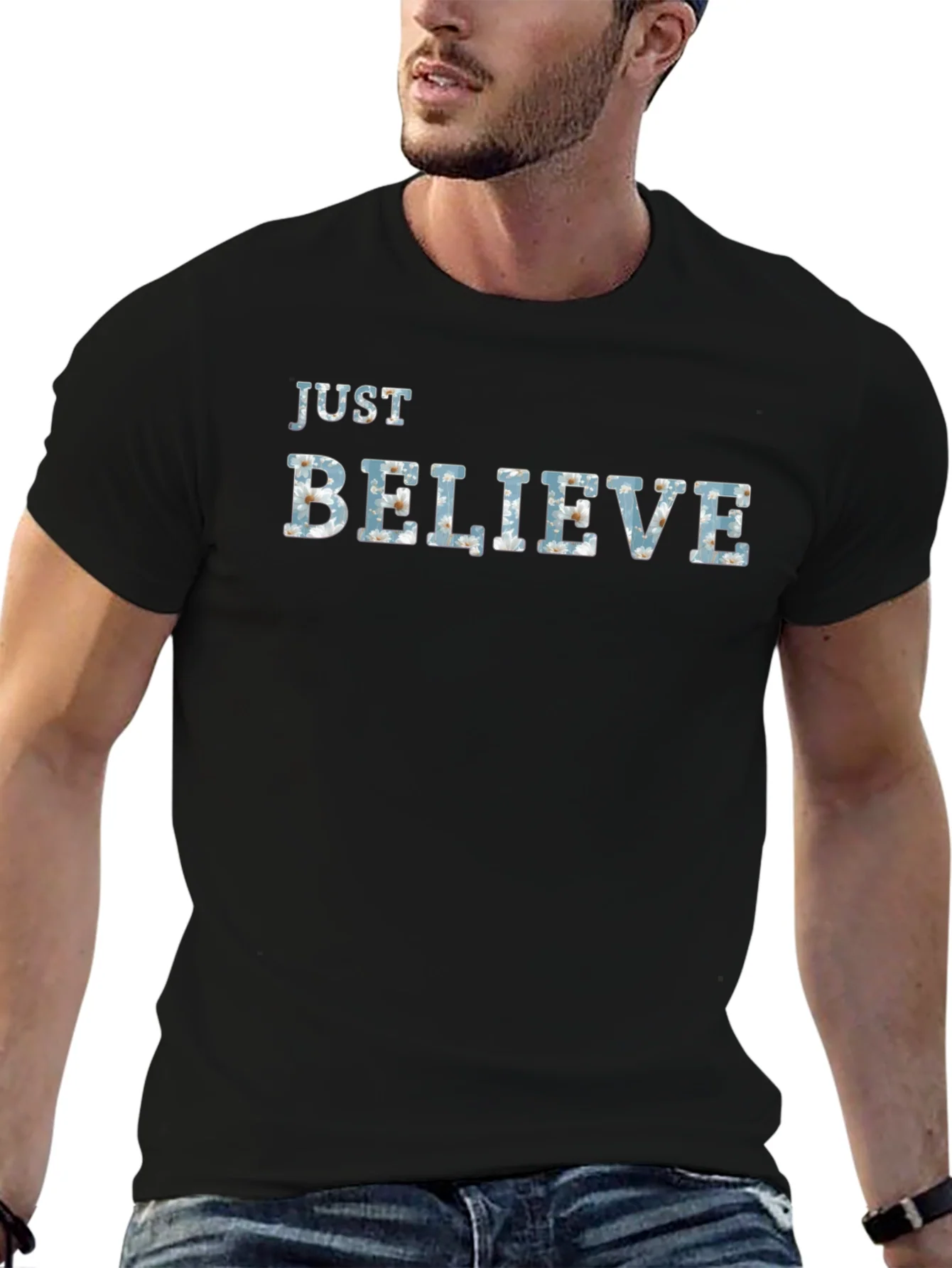 Rebbecca Just Believe Graphic Tee - Mens Black T-Shirt