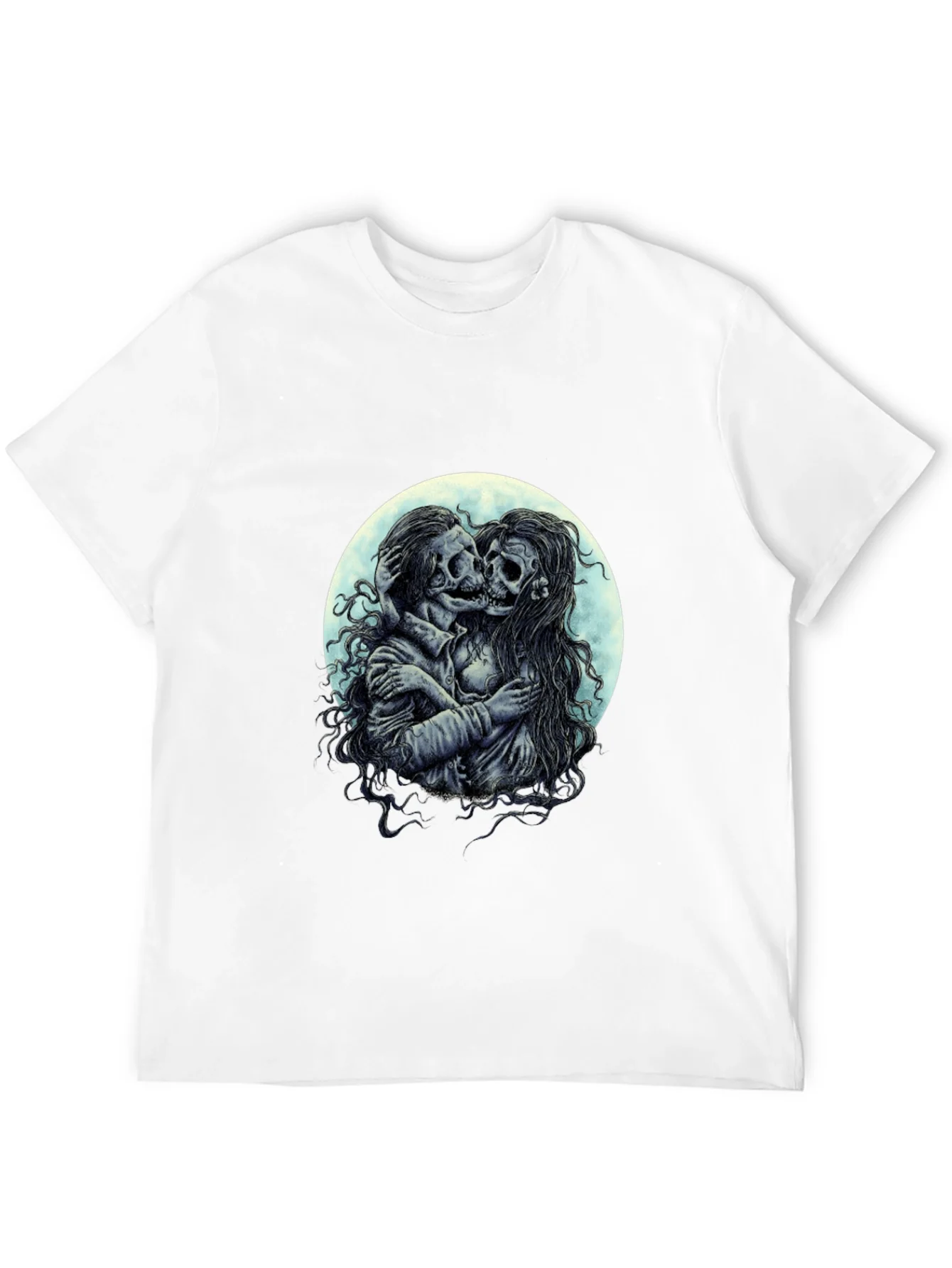 Camiseta Negra con Dise?o de Calaveras Enamoradas