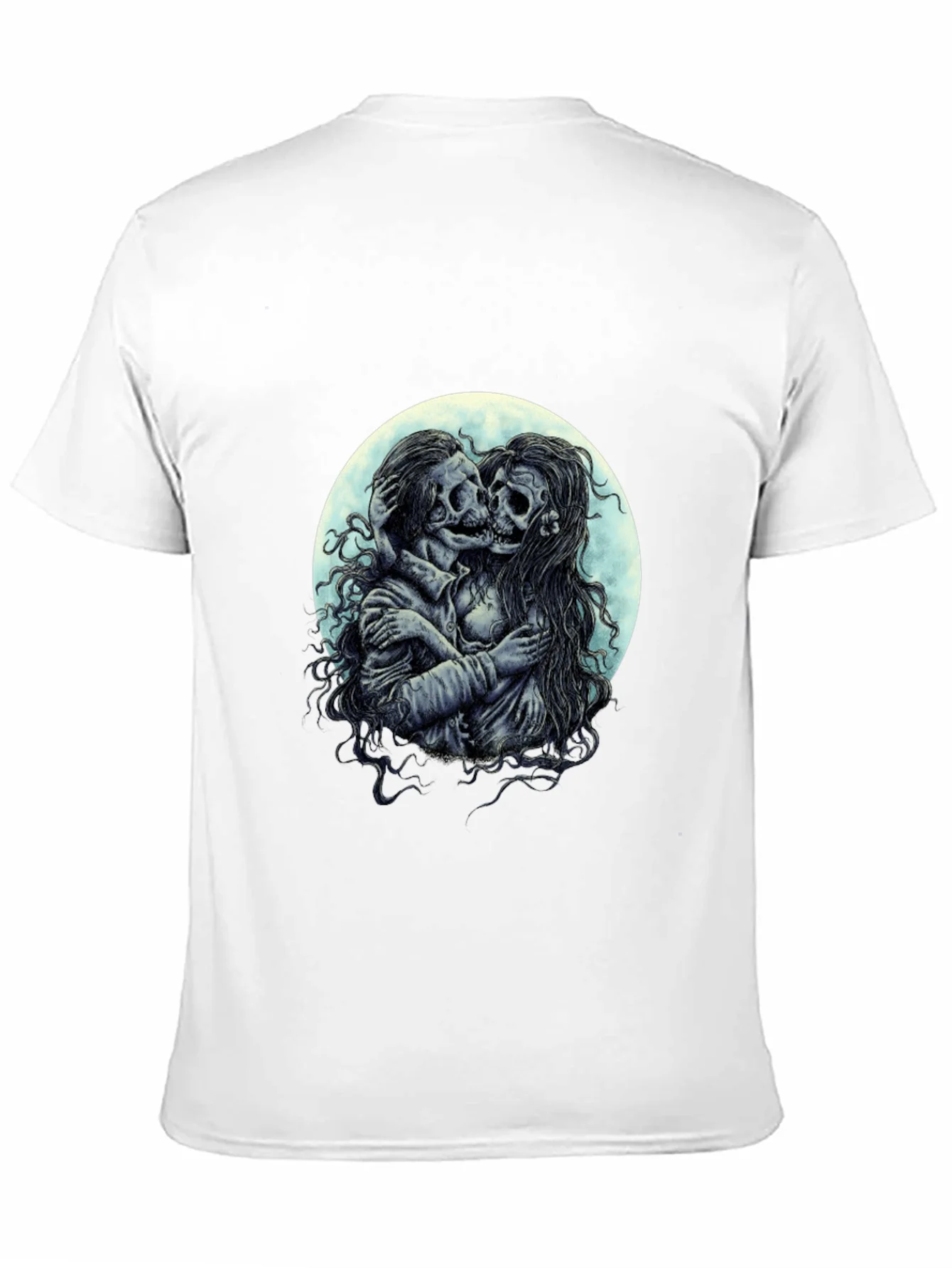Camiseta Negra con Dise?o de Calaveras Enamoradas
