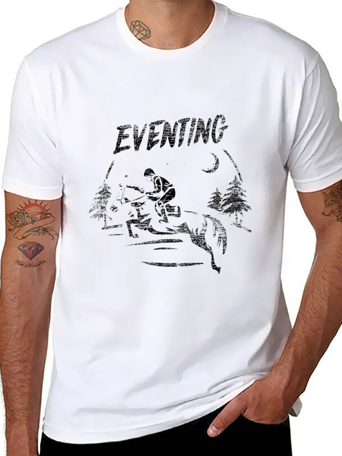 Camiseta Negra Eventing Ecuestre Hombre
