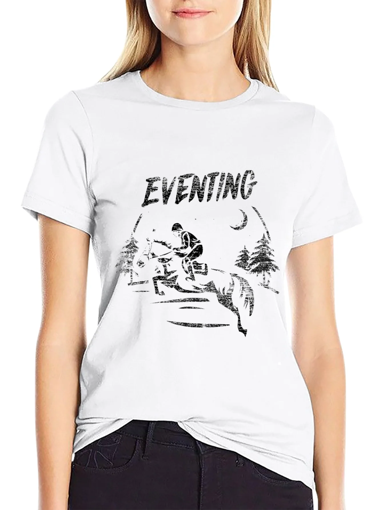 Camiseta Negra Eventing Ecuestre Hombre