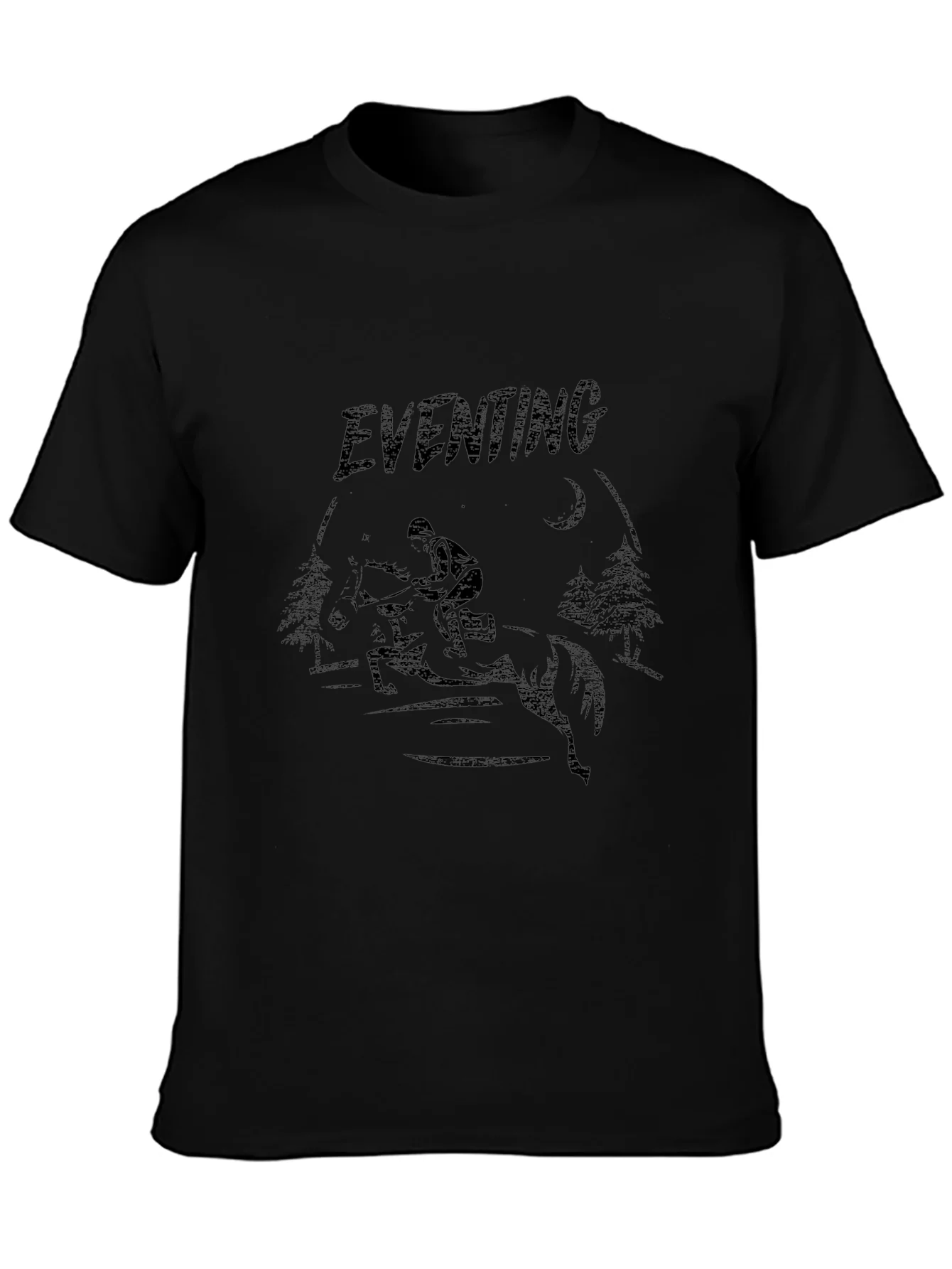 Camiseta Negra Eventing Ecuestre Hombre