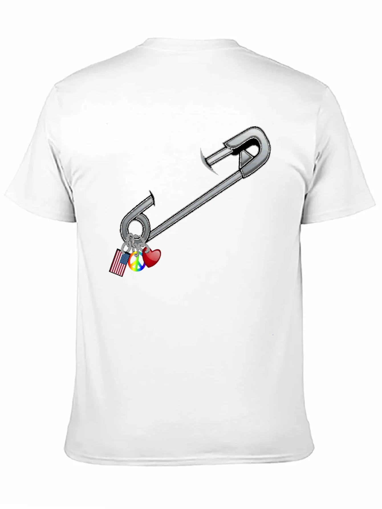 Camiseta Negra con Dise?o de Imperdible y Abalorios