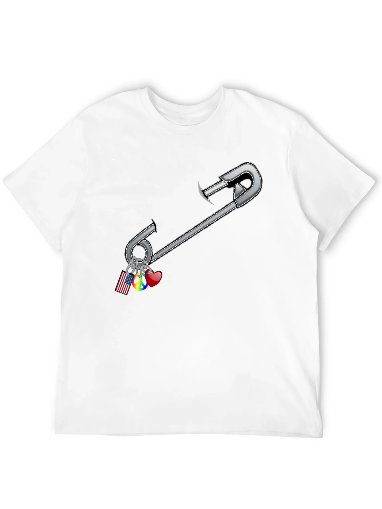 Camiseta Negra con Dise?o de Imperdible y Abalorios