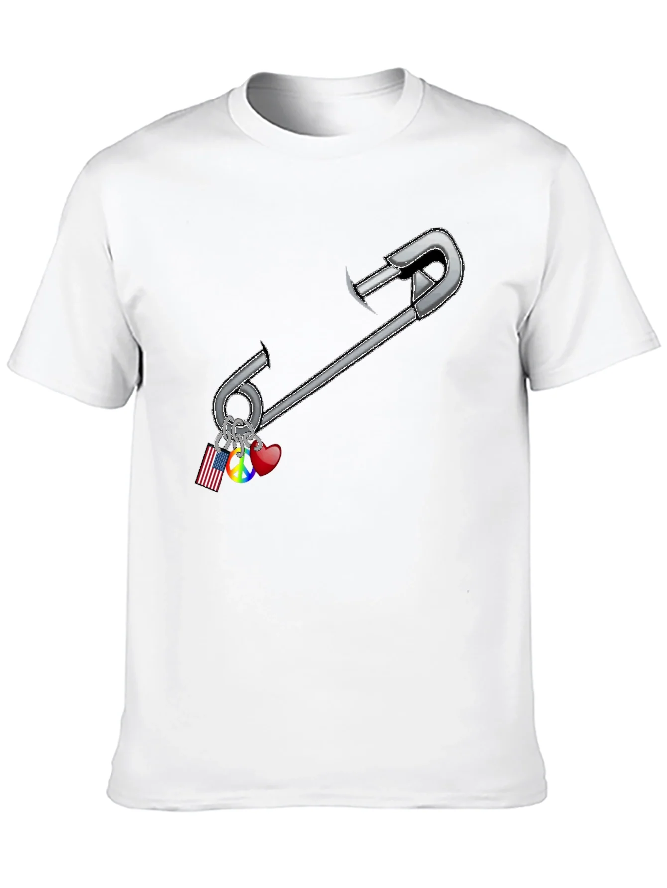 Camiseta Negra con Dise?o de Imperdible y Abalorios