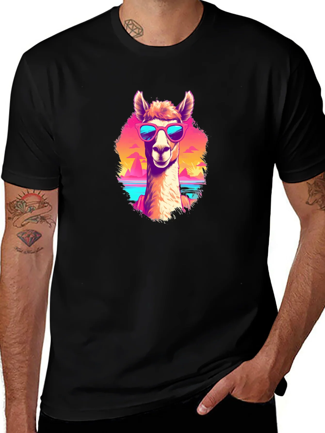 Rebbecca Llama in Shades Graphic Tee - Retro Style