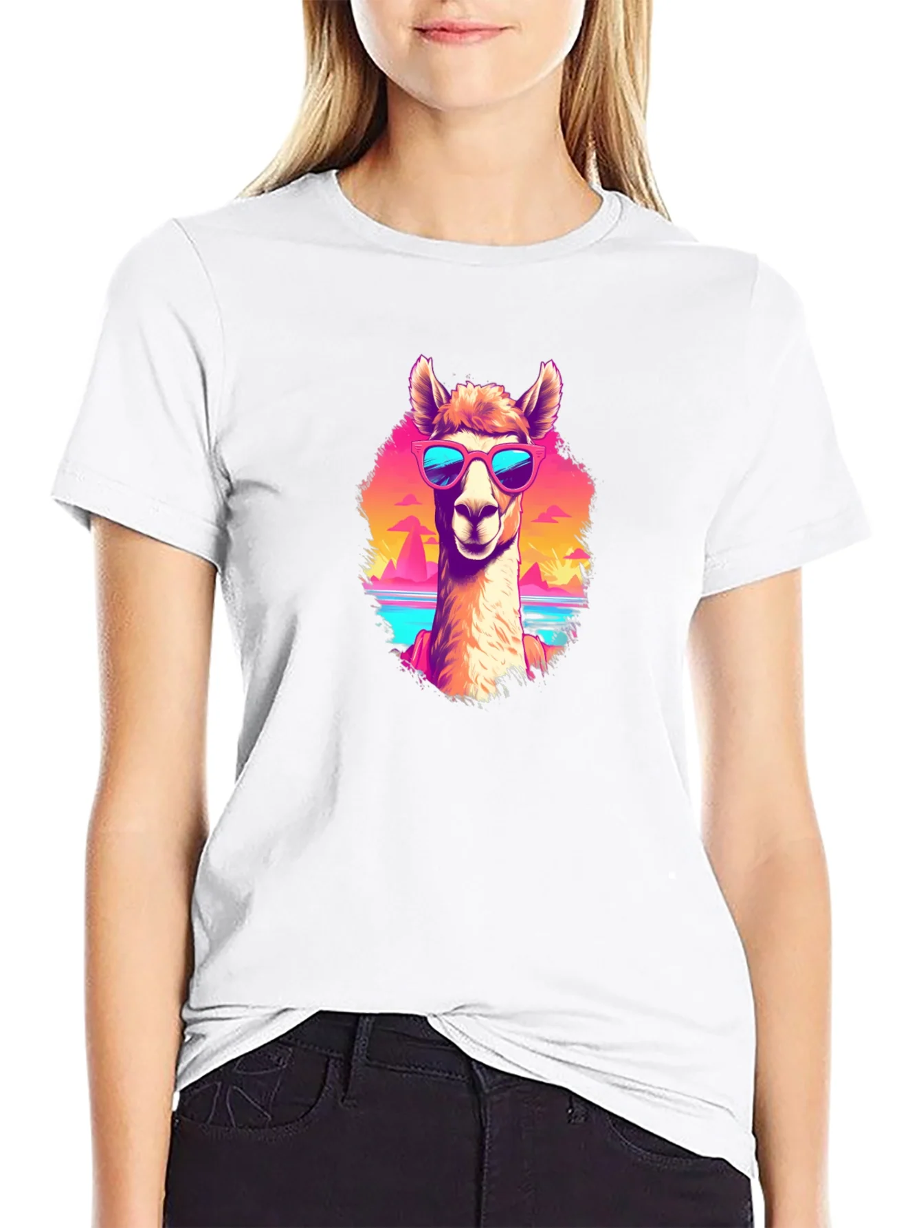 Rebbecca Llama in Shades Graphic Tee - Retro Style