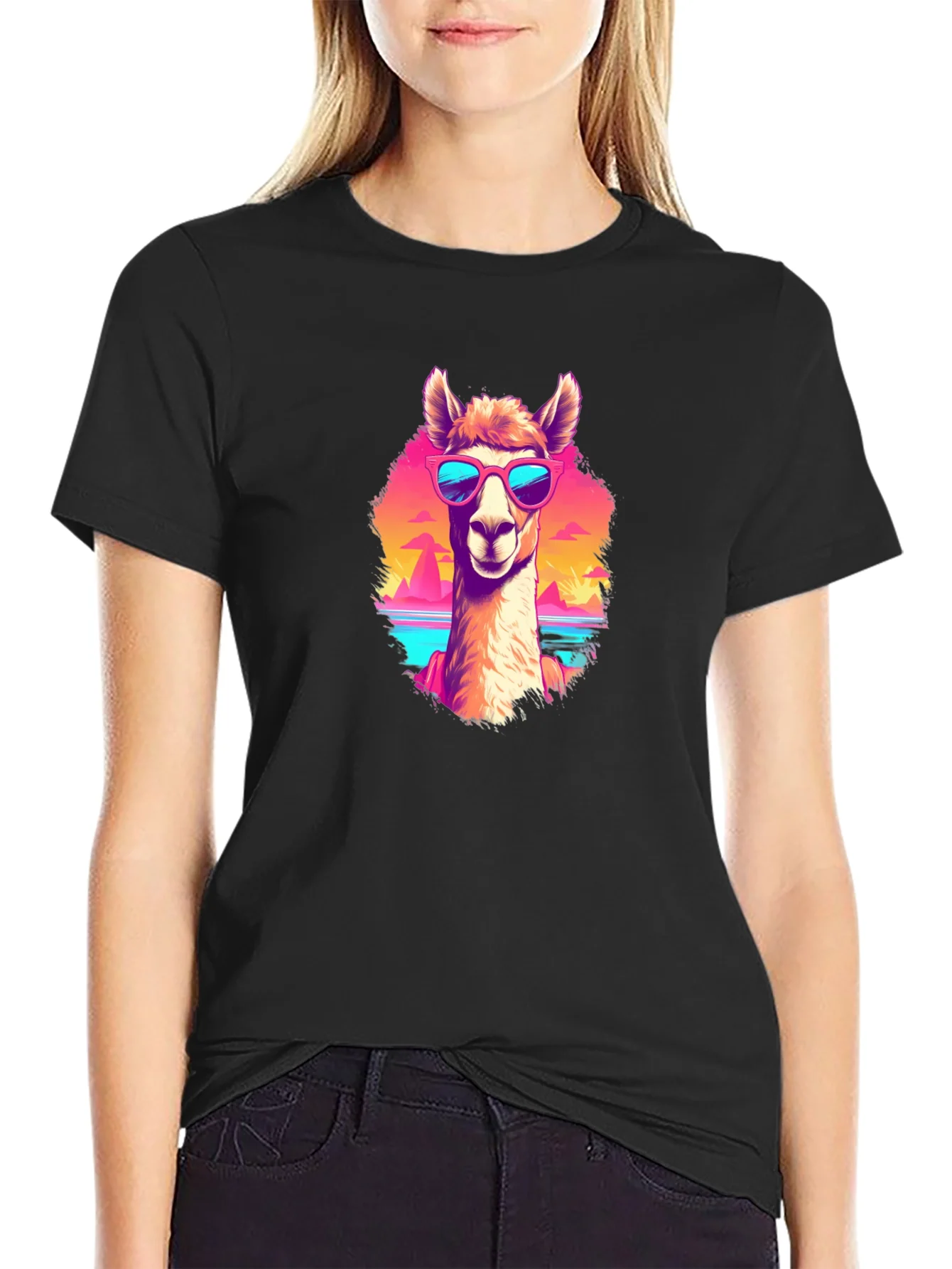 Rebbecca Llama in Shades Graphic Tee - Retro Style
