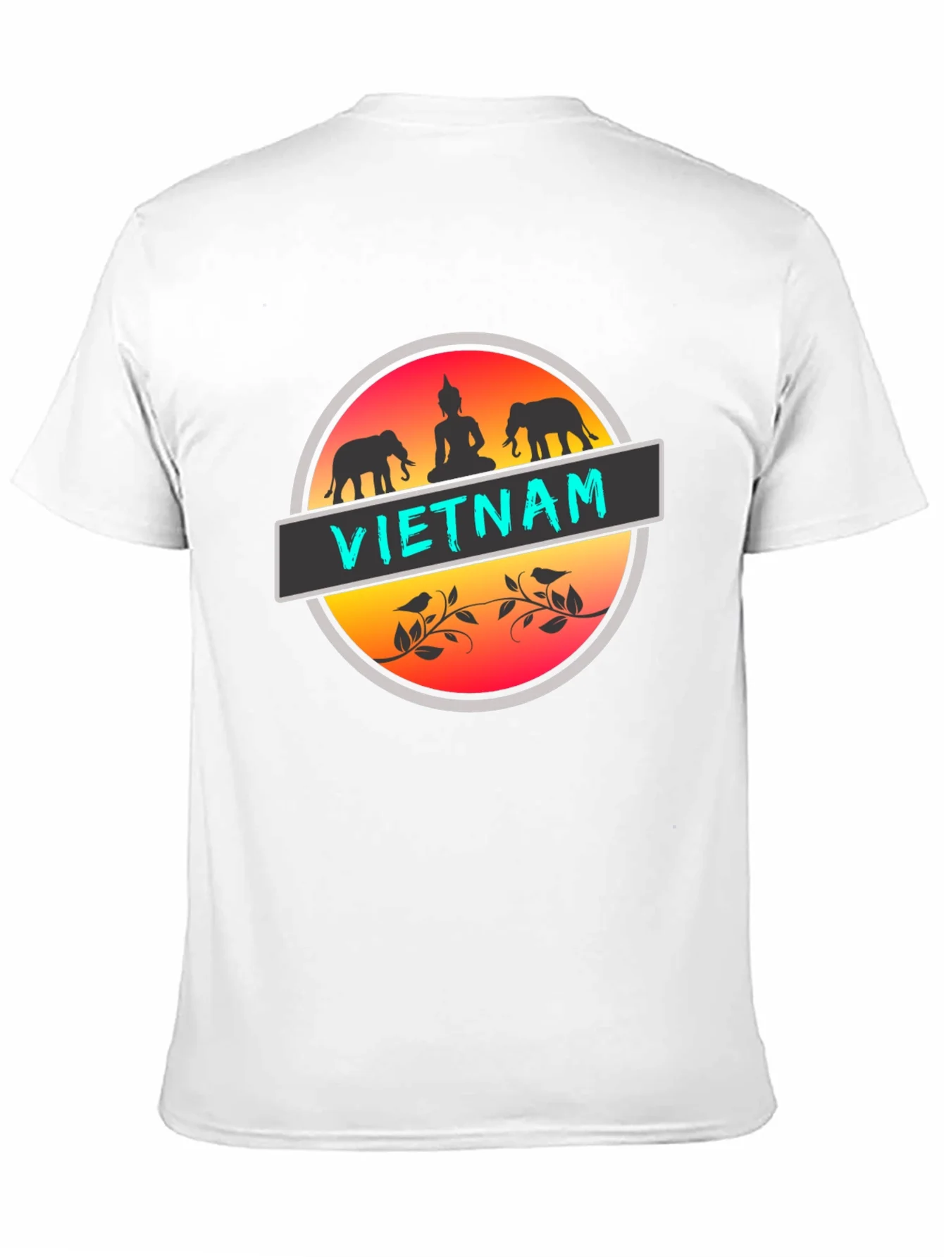 Camiseta Negra Vietnam Buda Elefantes