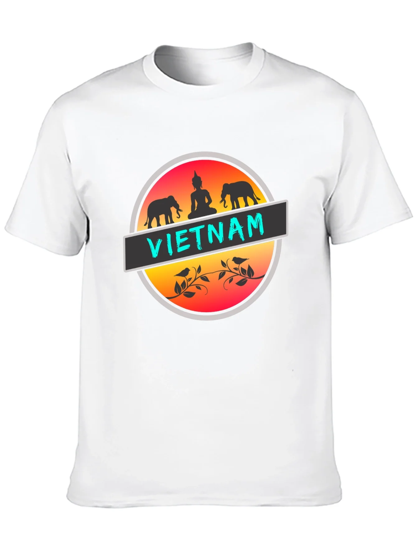 Camiseta Negra Vietnam Buda Elefantes