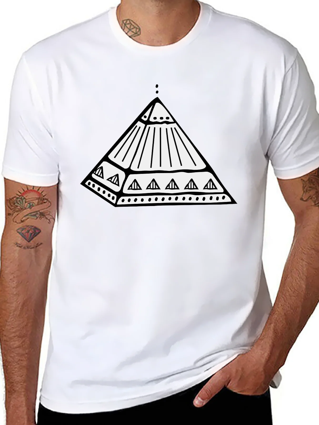 Rebbecca Geometric Pyramid Graphic Black T-Shirt