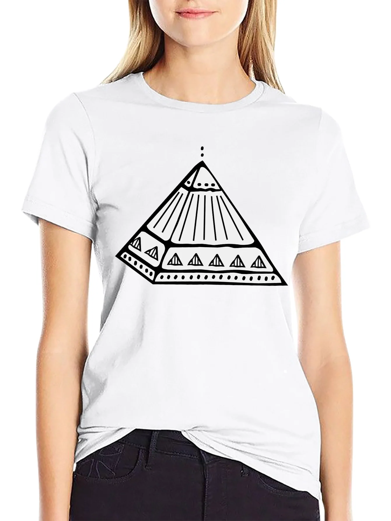 Rebbecca Geometric Pyramid Graphic Black T-Shirt