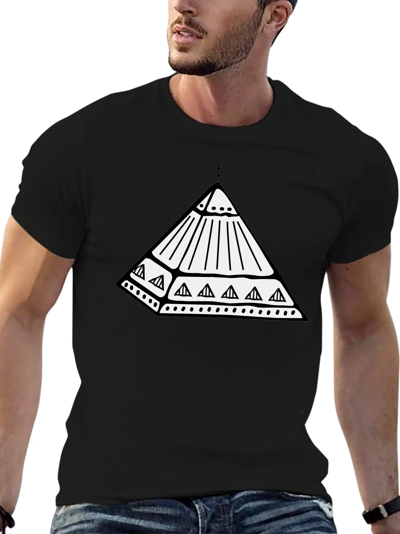 Rebbecca Geometric Pyramid Graphic Black T-Shirt