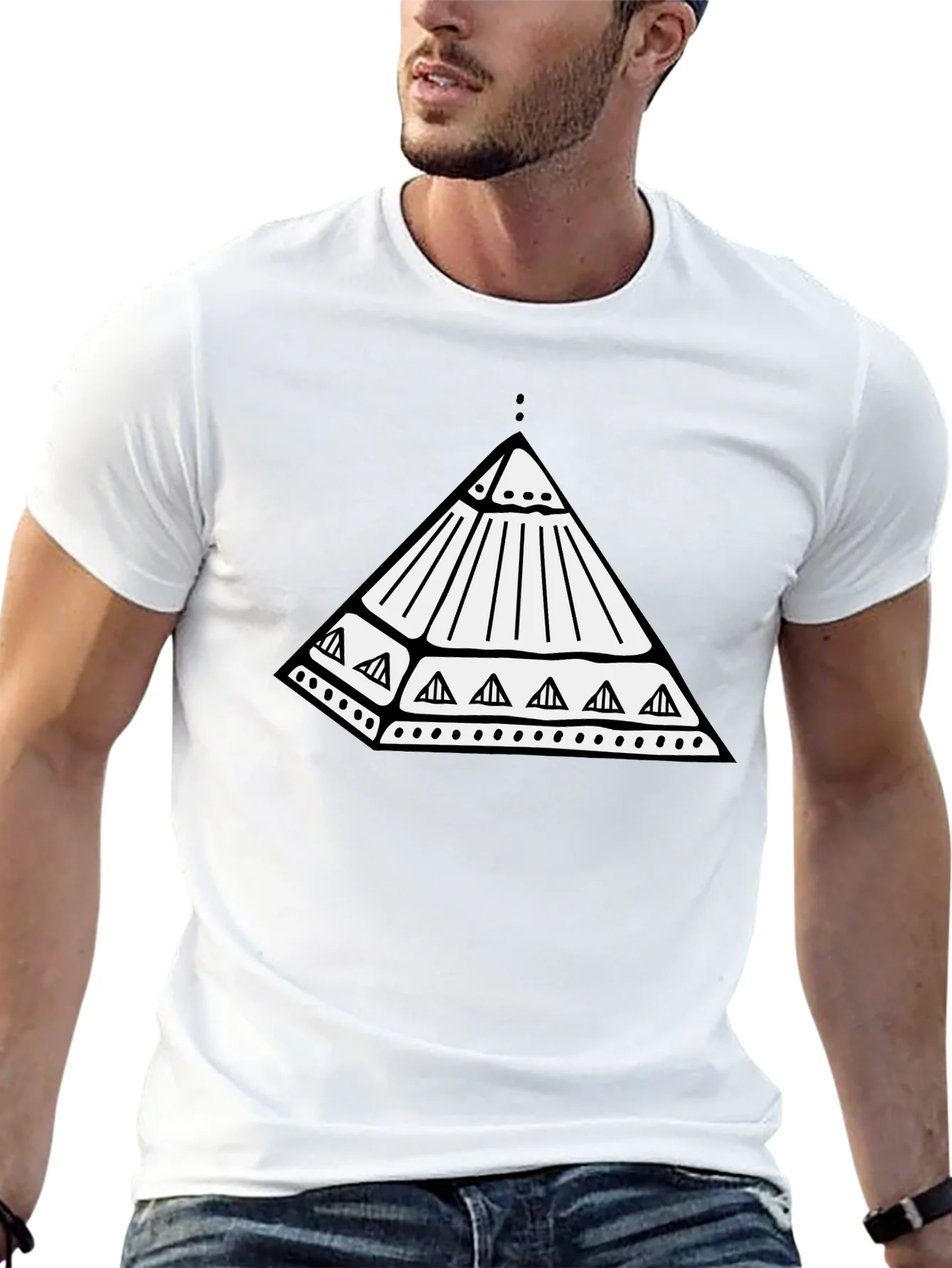 Rebbecca Geometric Pyramid Graphic Black T-Shirt