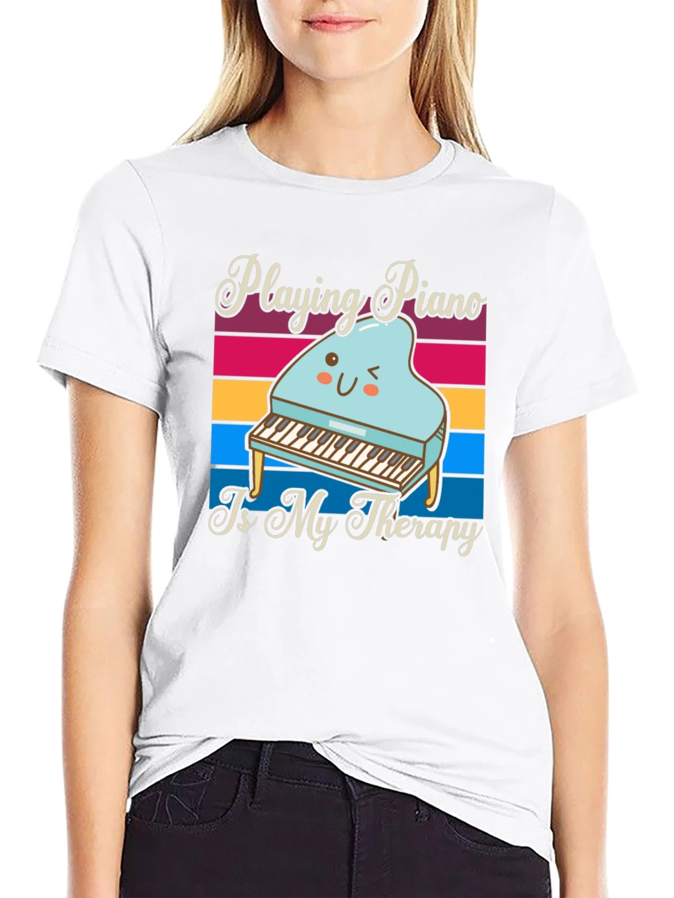 Rebbecca Playing Piano is My Therapy T-Shirt
