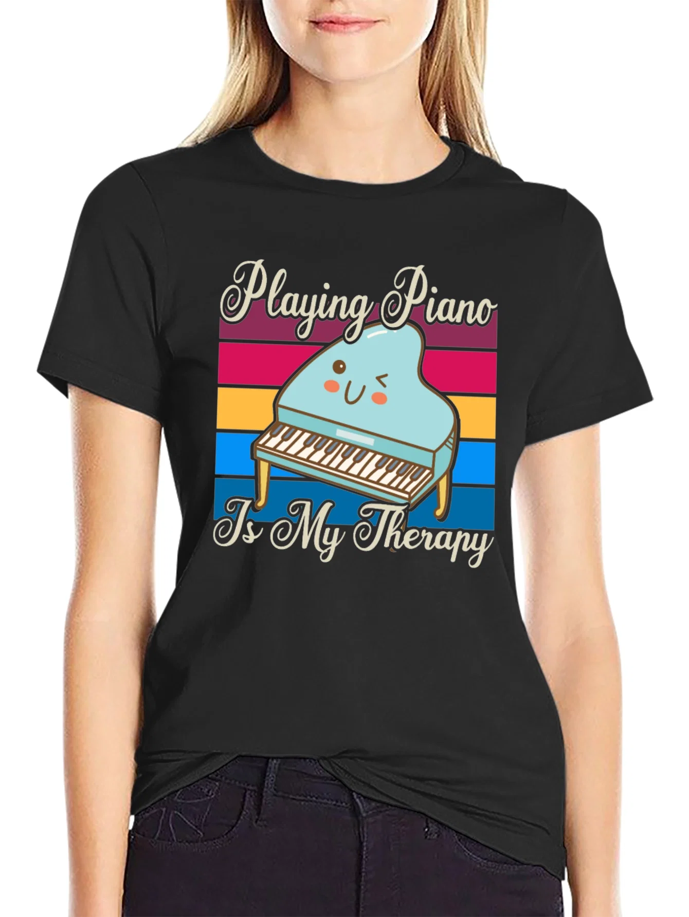 Rebbecca Playing Piano is My Therapy T-Shirt
