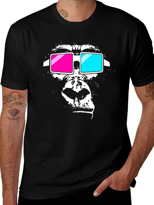 Rebbecca Gorilla 3D Glasses Graphic Tee - Black
