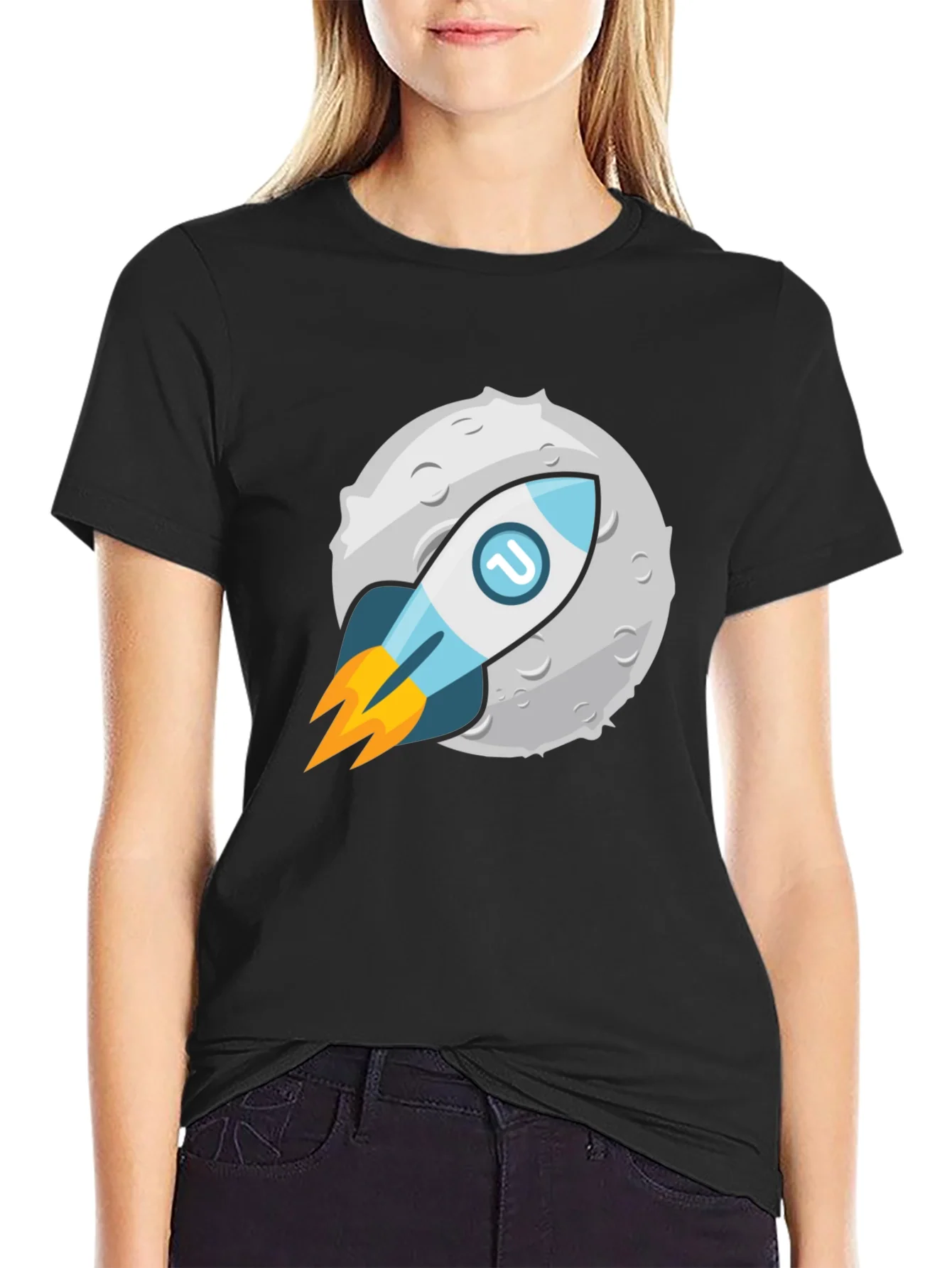 Rebbecca Rocket to the Moon Graphic Tee - Black