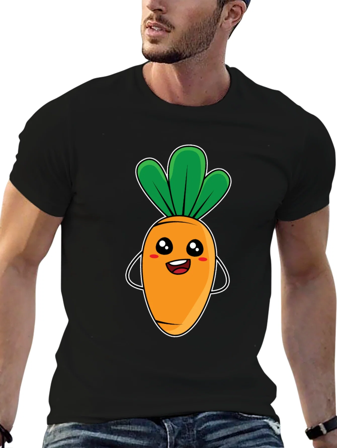 Rebbecca Cute Carrot Graphic Tee - Black Unisex T-Shirt