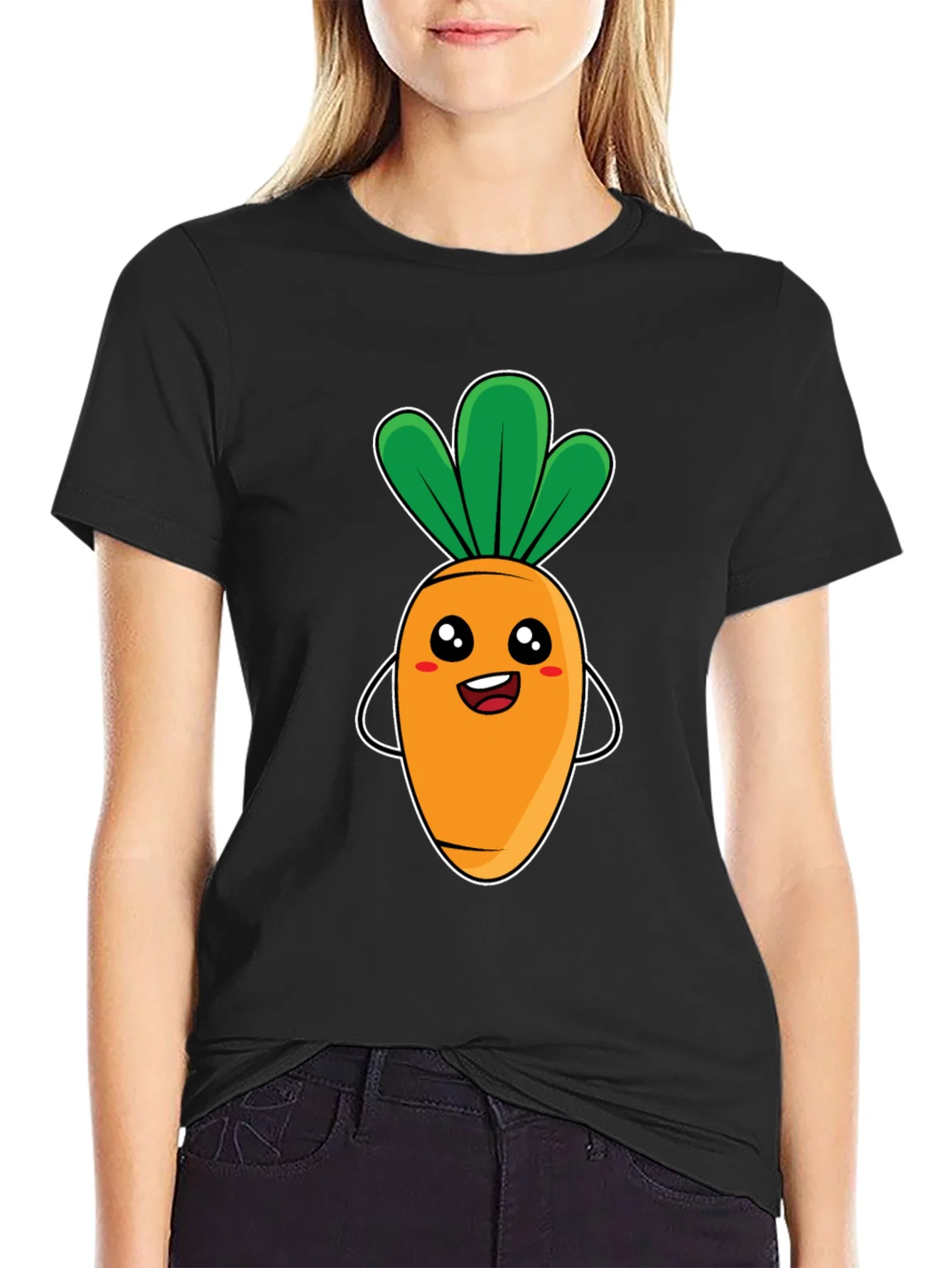 Rebbecca Cute Carrot Graphic Tee - Black Unisex T-Shirt